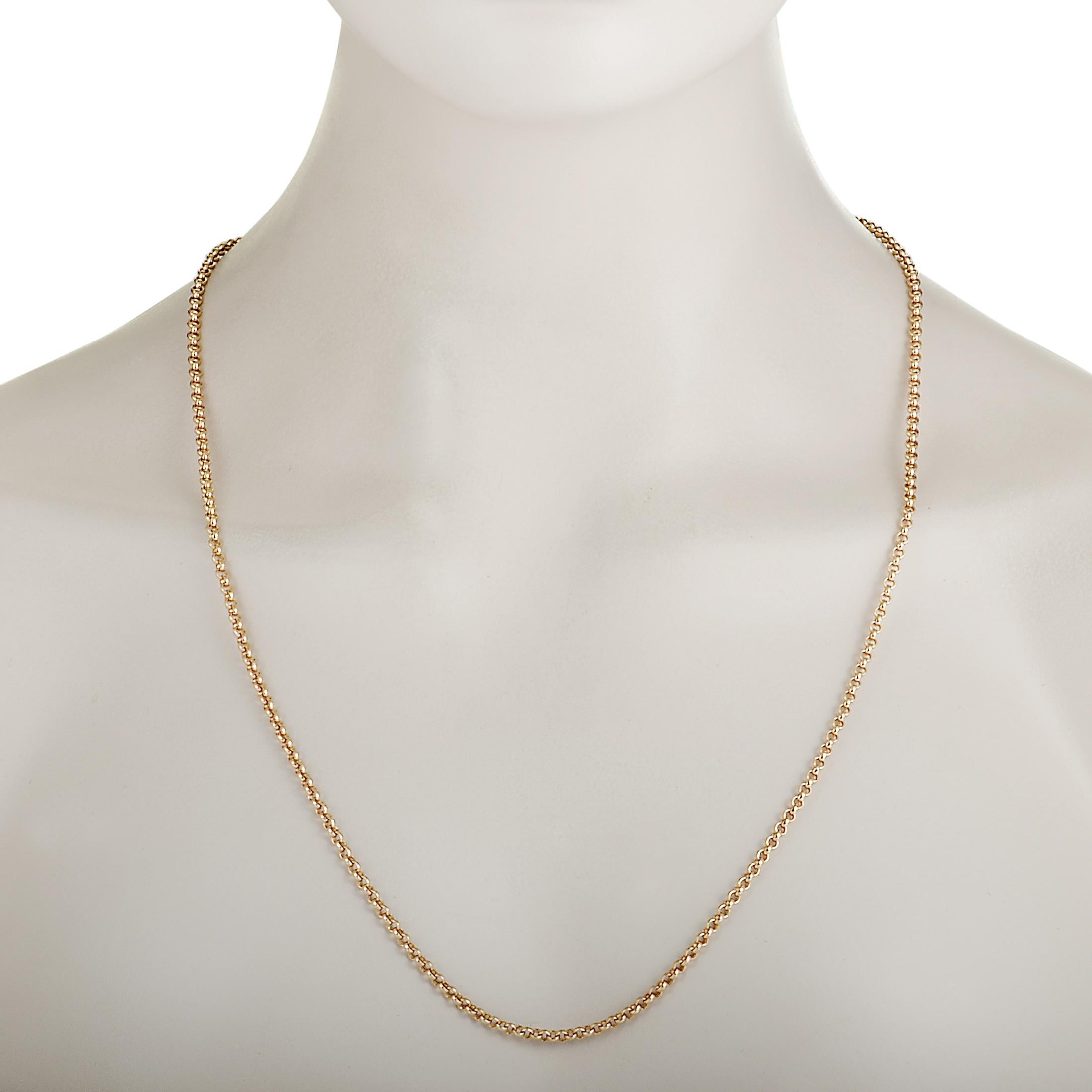 Bucherer 18 Karat Rose Gold Belcher Chain Long Necklace In New Condition In Southampton, PA