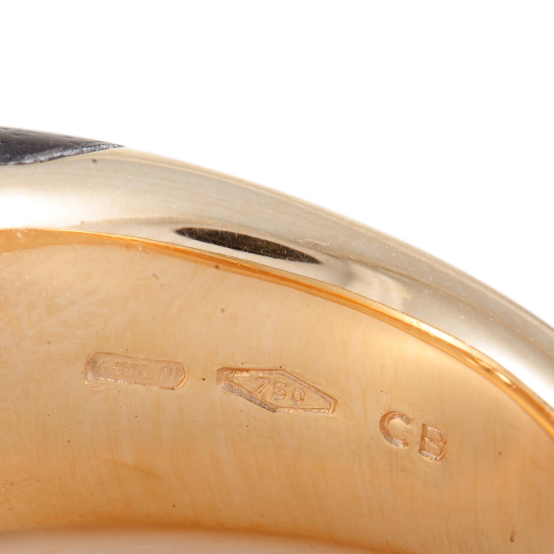 Bucherer 18 Karat Rose Gold Brown Diamond Pave and Blackwood Band Ring For Sale at 1stDibs