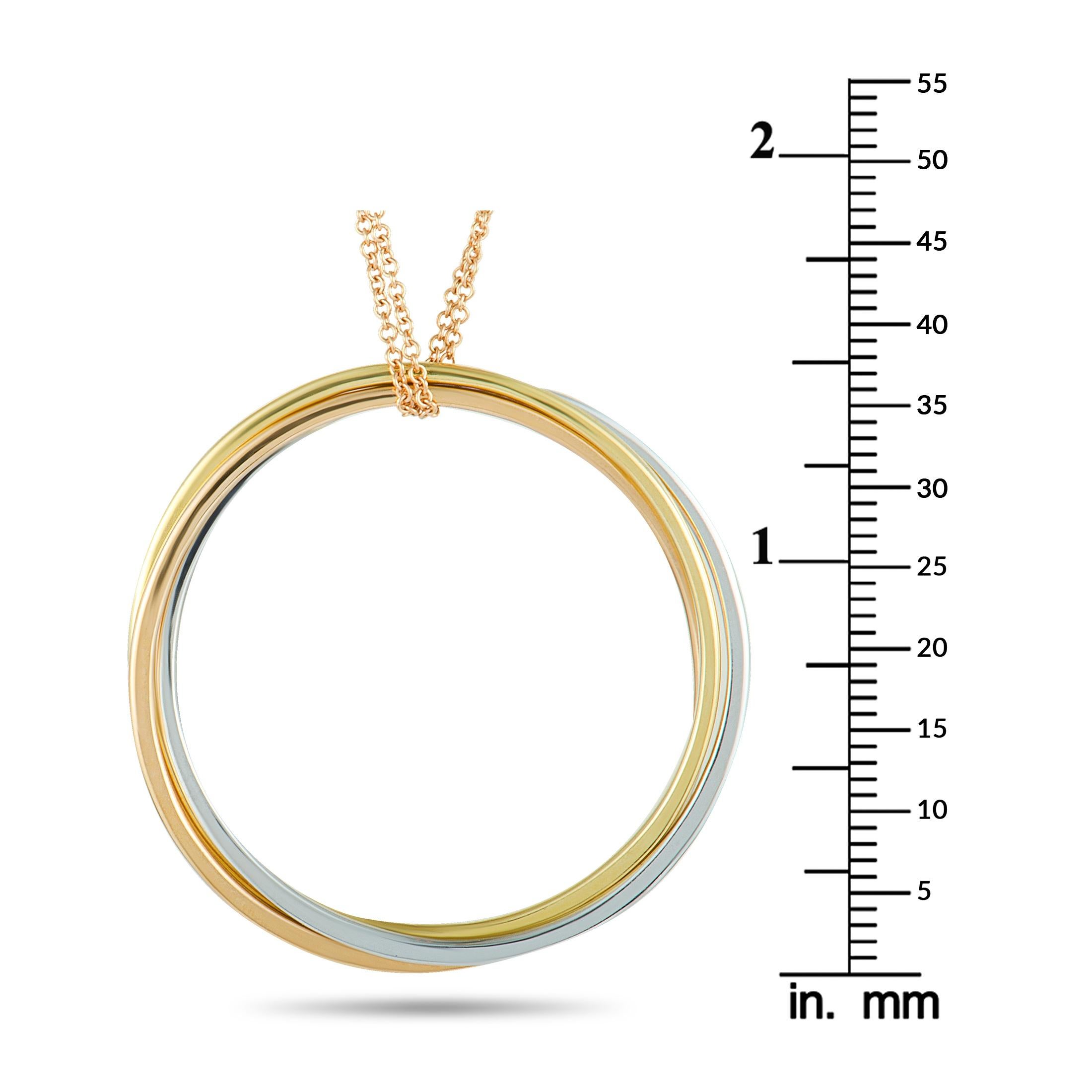 Women's Bucherer 18K Rose Yellow and White Gold Large Rolling Circle Pendant Necklace