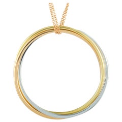 Bucherer 18K Rose Yellow and White Gold Large Rolling Circle Pendant Necklace