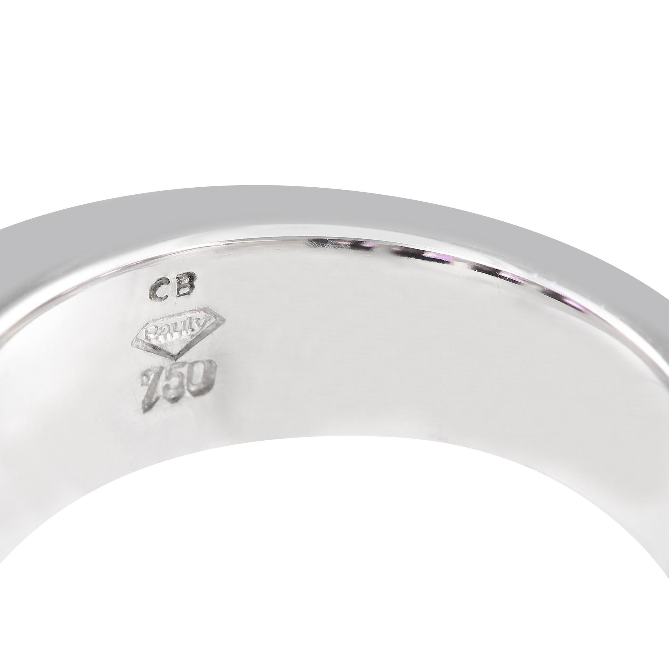 Bucherer 18K White Gold 0.65ct Diamond and Sapphire Ring In New Condition For Sale In Southampton, PA