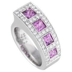 Bucherer 18K White Gold 0.65ct Diamond and Sapphire Ring