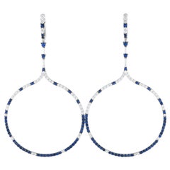 Bucherer 18K White Gold 1.65ct Diamond and Sapphire Drop Earrings