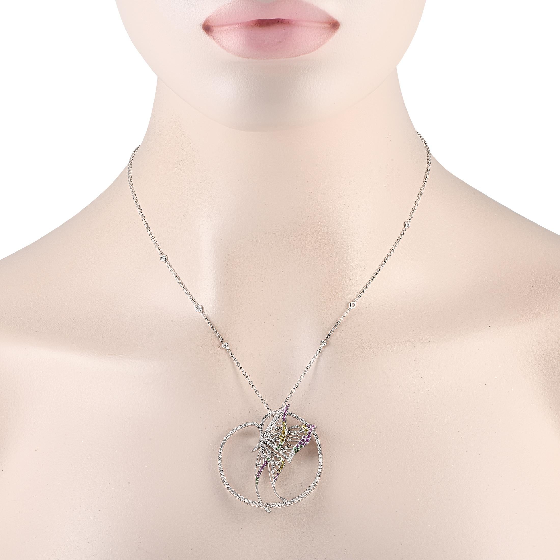 Faites-nous confiance, ce collier Bucherer peut élever votre style à de nouveaux sommets. Réalisée en or blanc, cette magnifique pièce porte une chaîne fine avec un pendentif papillon captivant. Ce papillon à l'allure délicate possède des ailes