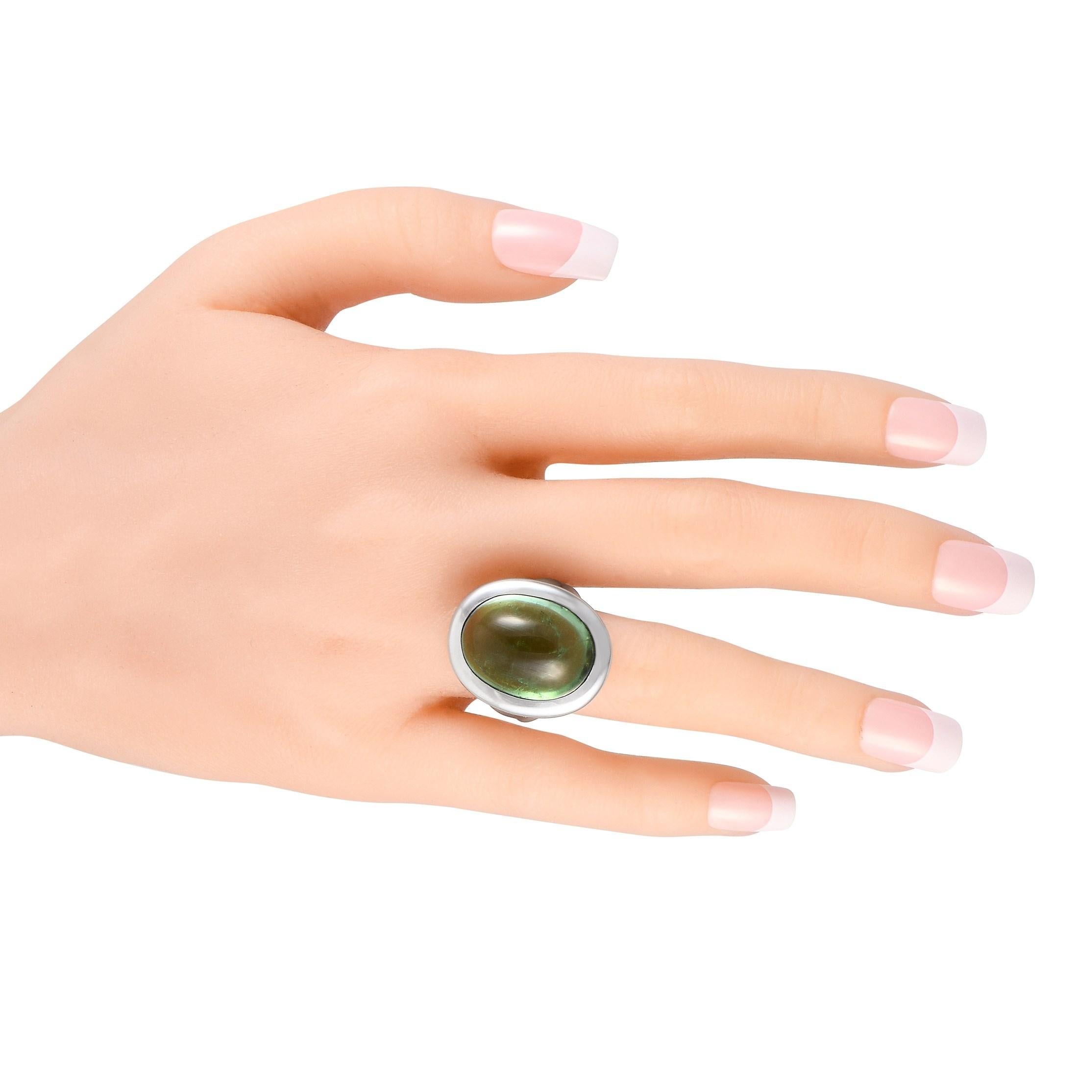 Mixed Cut Bucherer 18K White Gold 25.69ct Tourmaline Ring