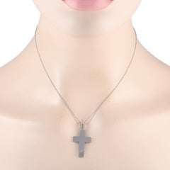 Bucherer 18K White Gold Cross Pendant Necklace