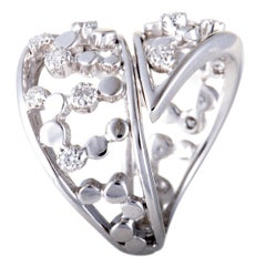 Anello a fascia traforata con diamante bypass in oro bianco 18 carati Bucherer