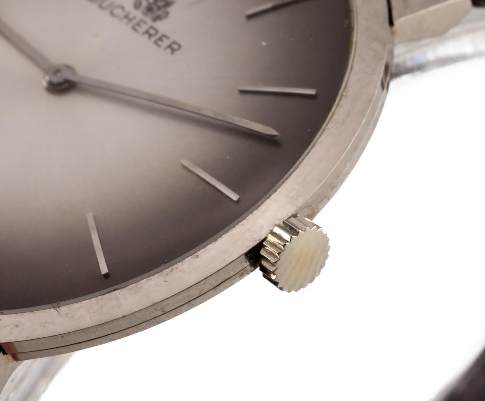 Modern Bucherer 18k White Gold Hand-Winding Watch with Original Box 2545 For Sale