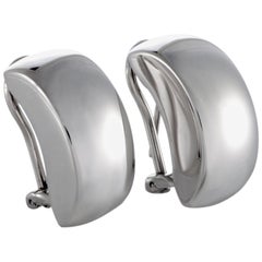 Bucherer 18 Karat White Gold Huggie Clip-On/Omega Back Earrings