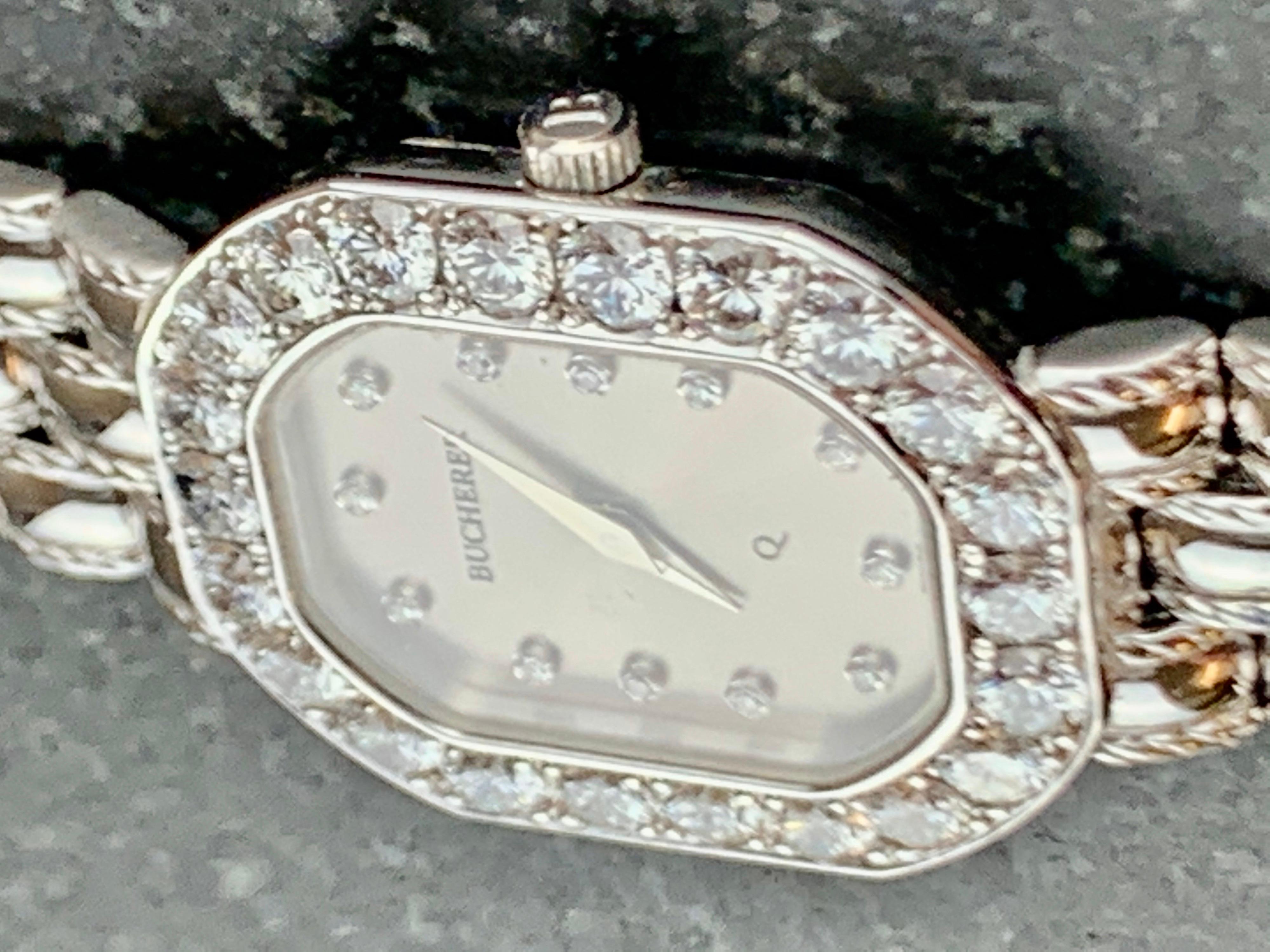 Bucherer Montre pour femme en or blanc 18 carats et diamants 10
