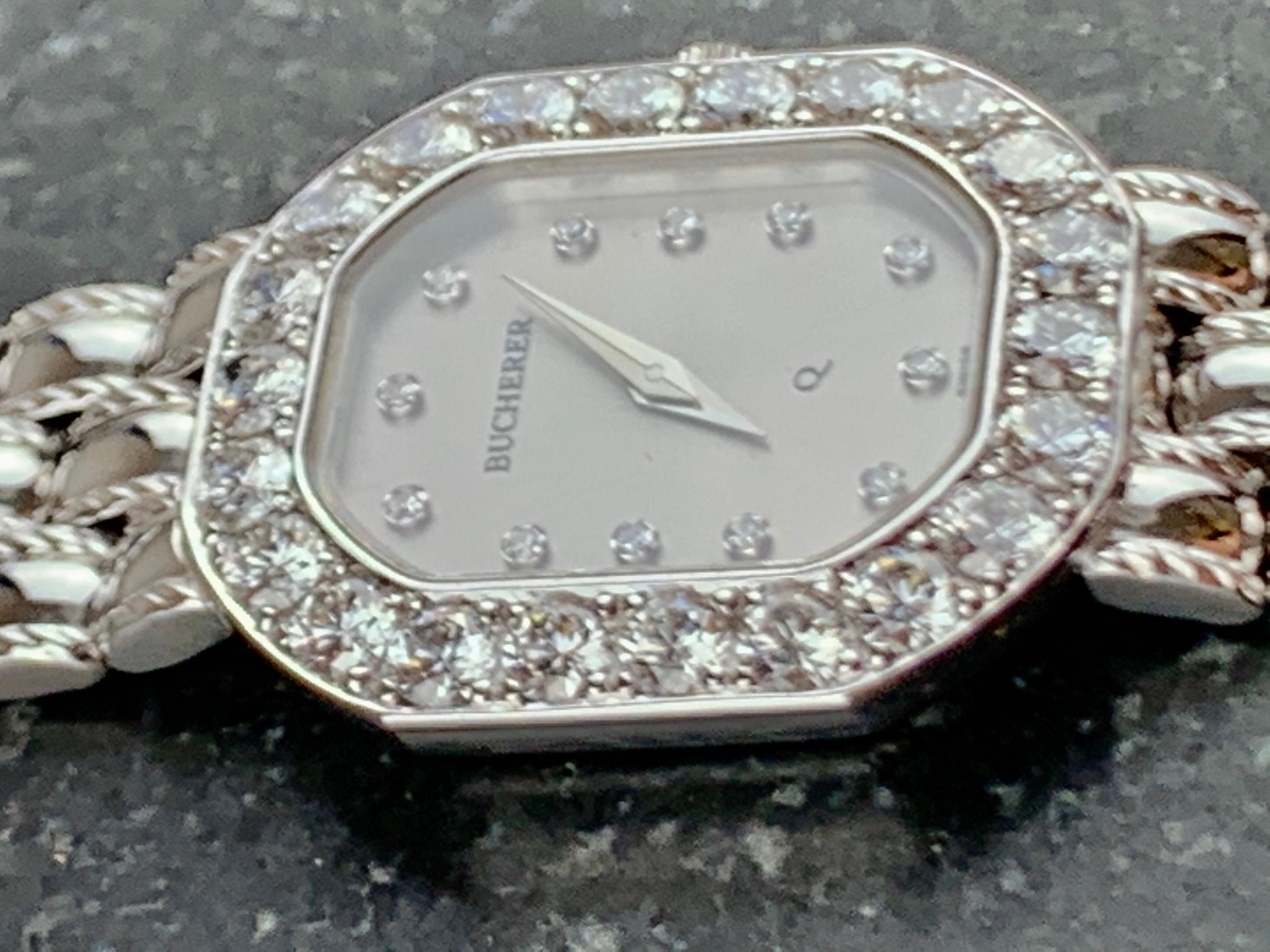 Bucherer 18 Karat White Gold Ladies Diamond Watch at 1stDibs | white ...