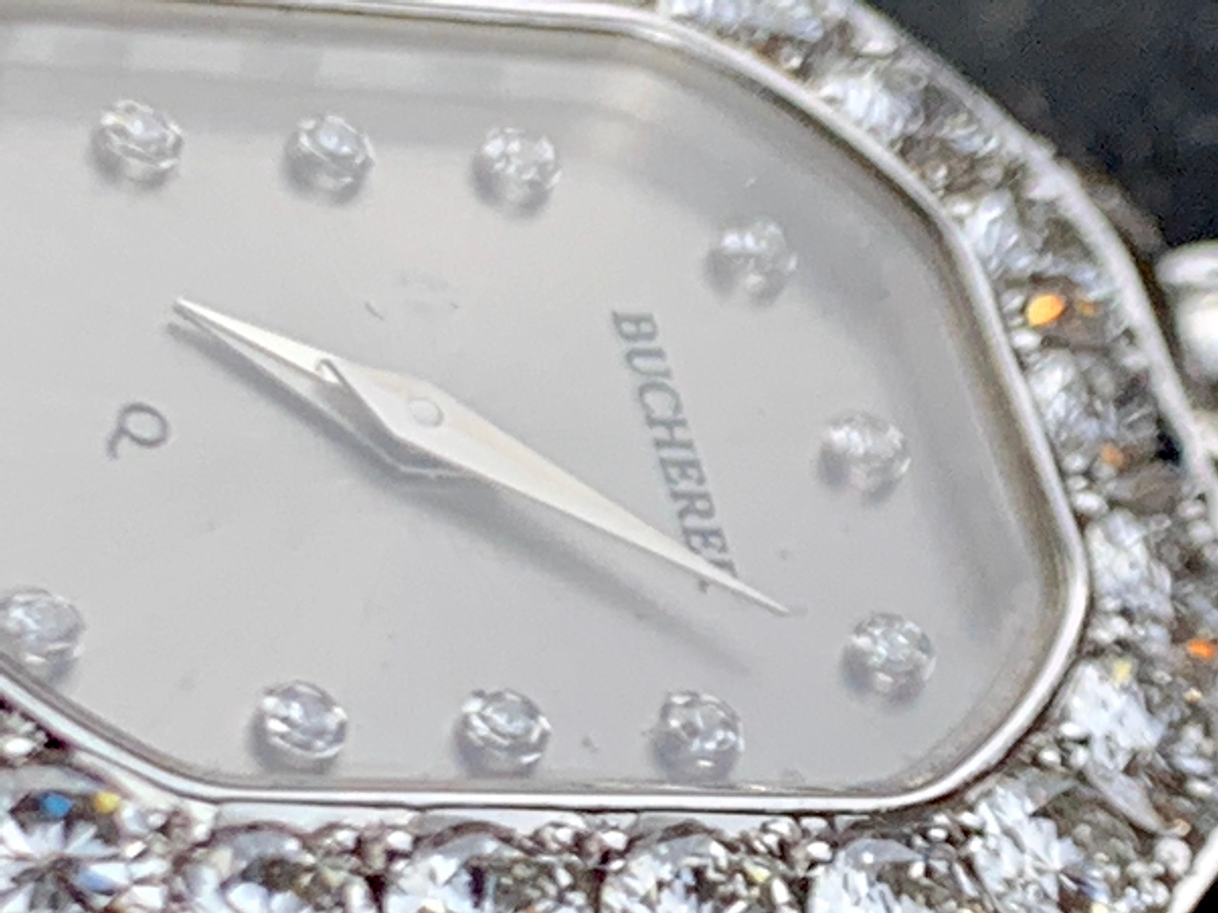 Moderne Bucherer Montre pour femme en or blanc 18 carats et diamants