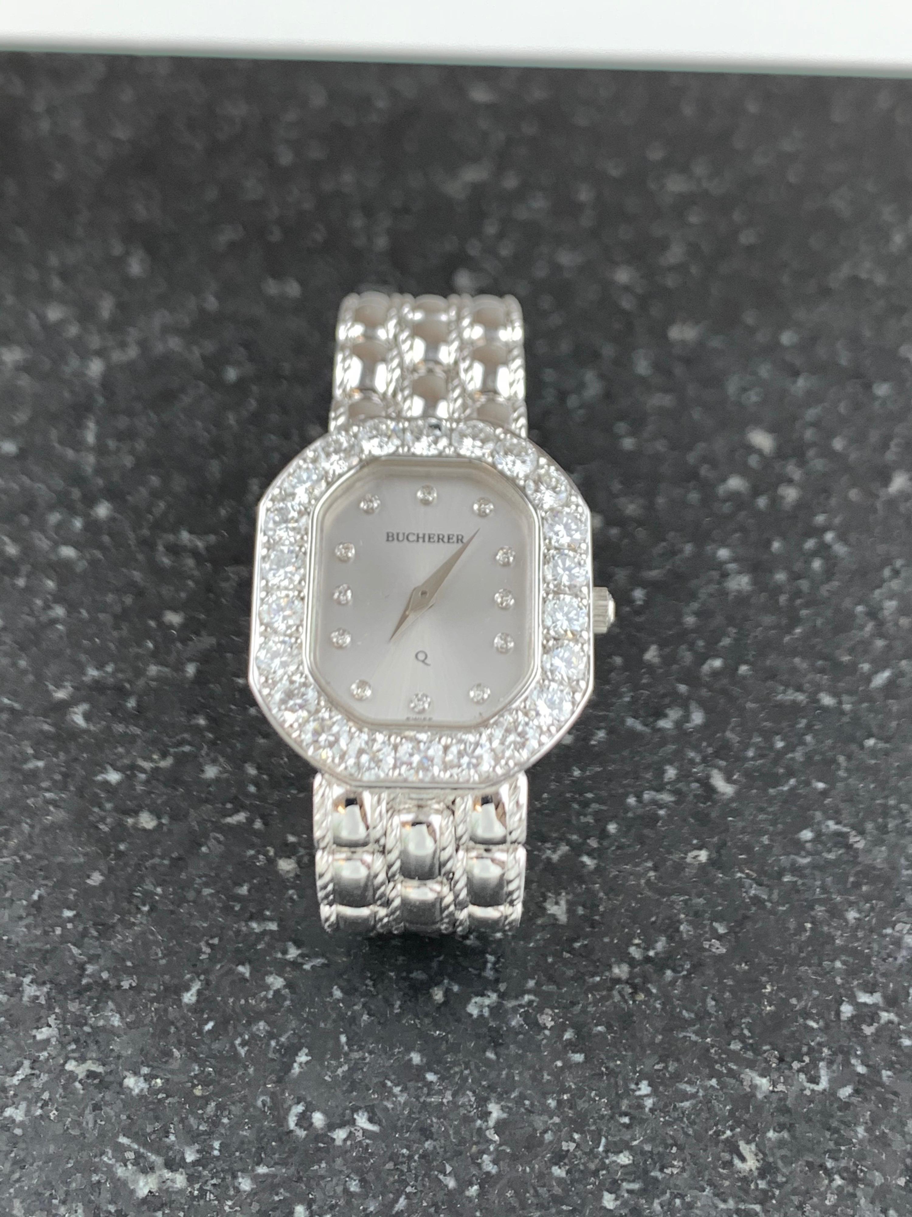 Bucherer 18 Karat White Gold Ladies Diamond Watch at 1stDibs | white ...