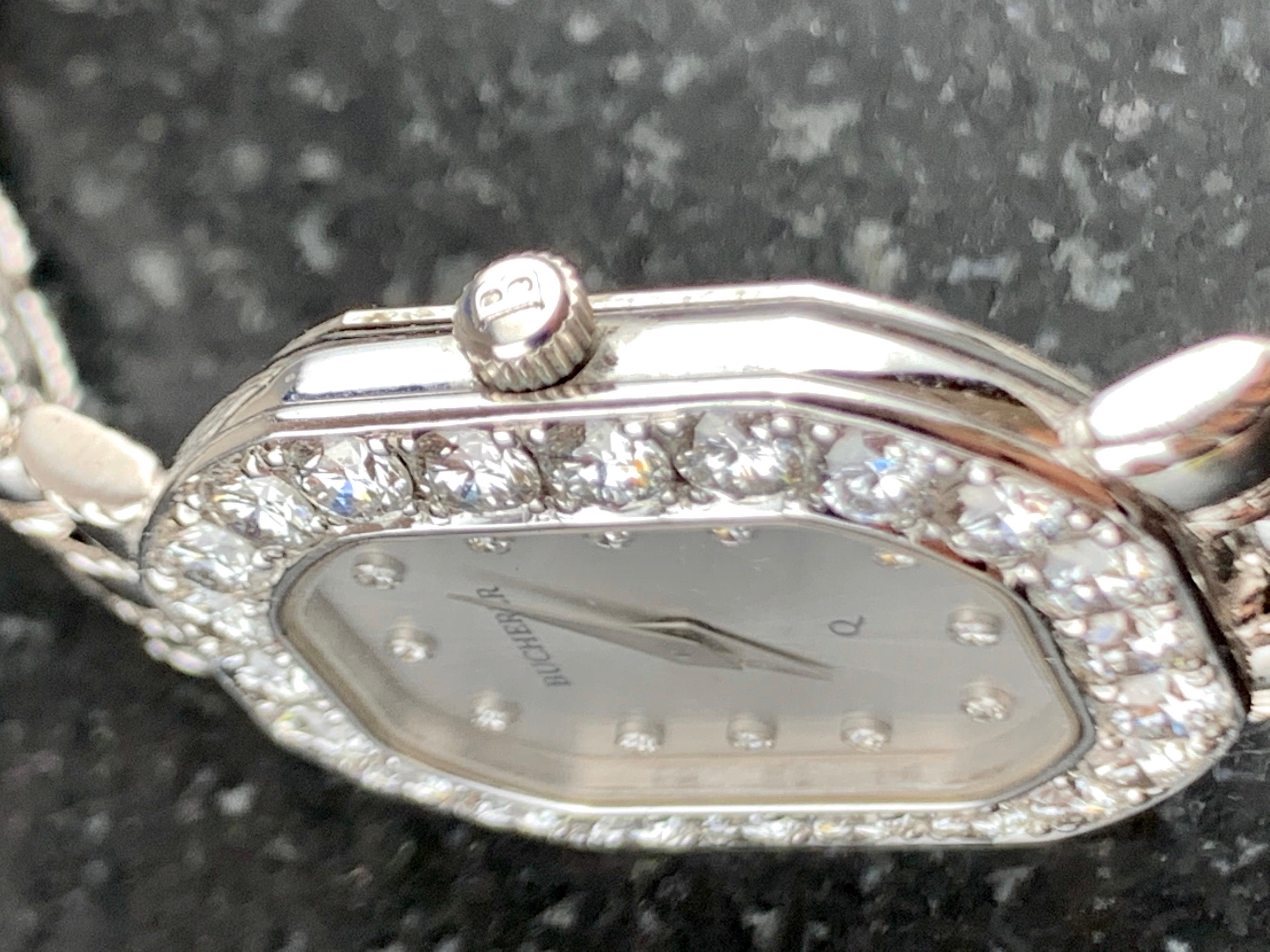 Bucherer Montre pour femme en or blanc 18 carats et diamants Bon état à  London, GB