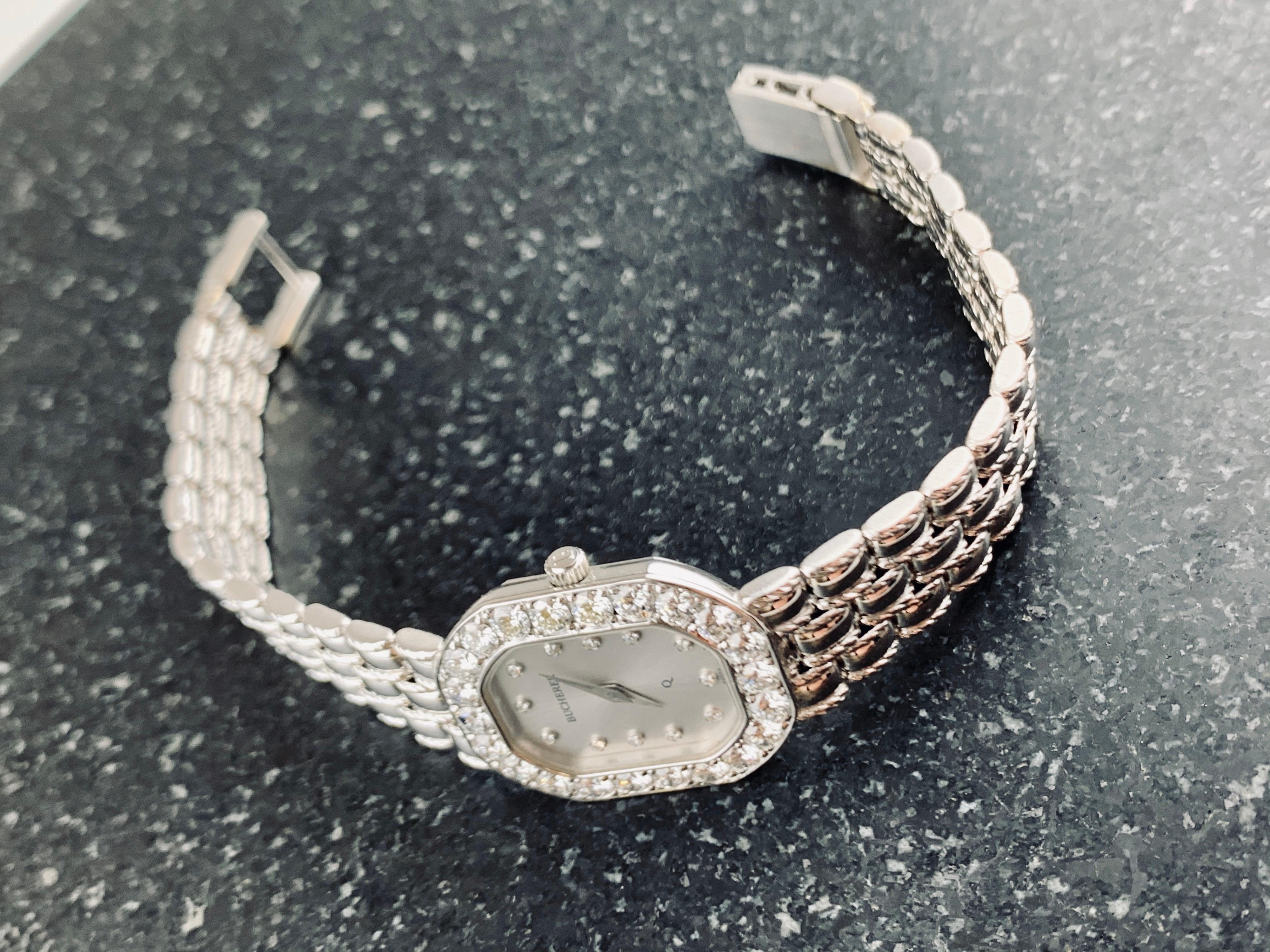 Bucherer Montre pour femme en or blanc 18 carats et diamants 3