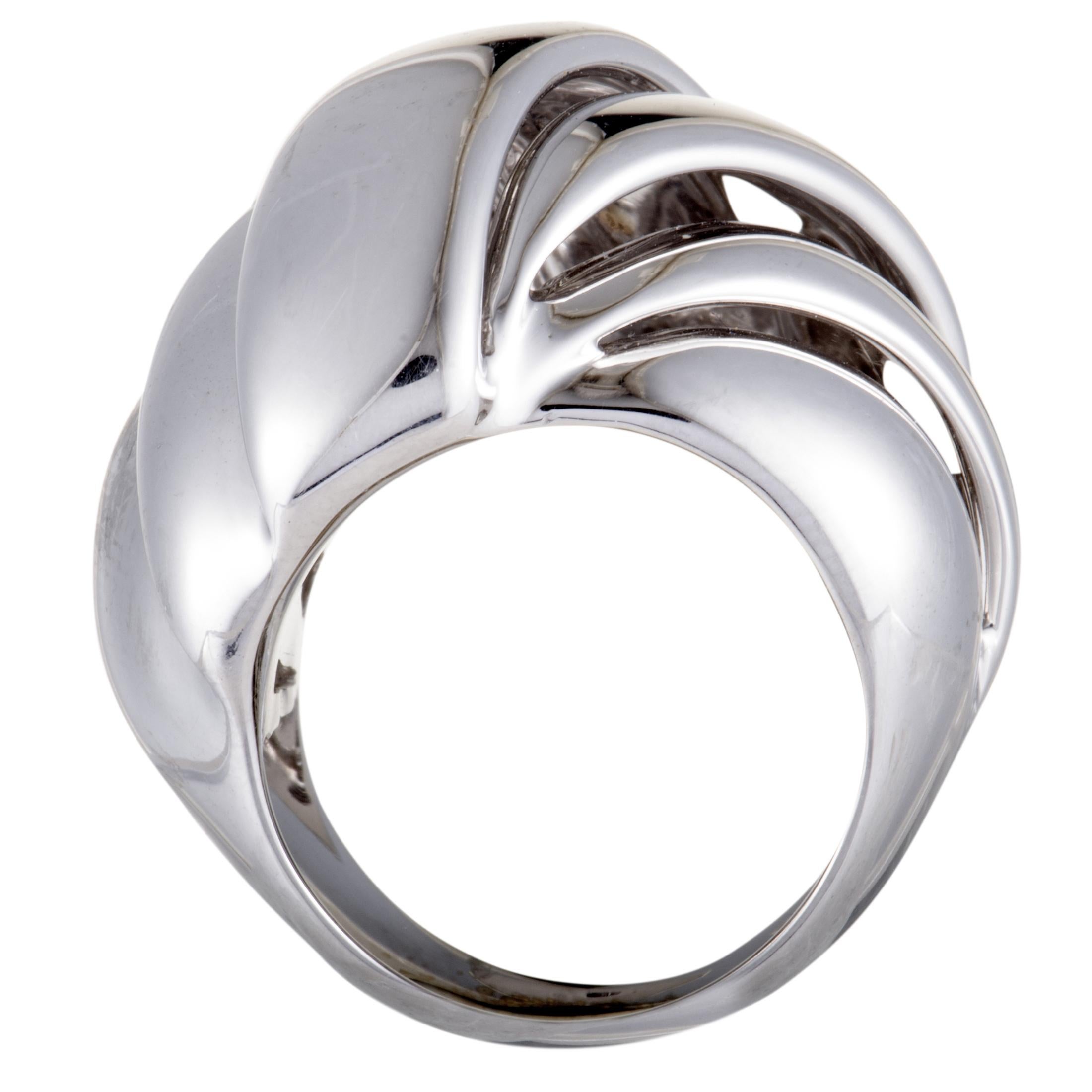 Gorgeously designed by Bucherer, this elegant ring is the perfect display of class and style. The beautiful ring's spectacular design is remarkably crafted from shimmering 18K white gold.
 Ring Top Dimensions: 30mm x 25mm
