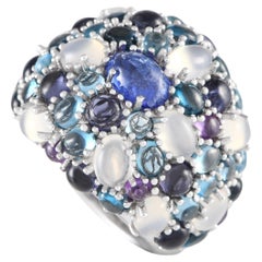 Bucherer 18K White Gold Tanzanite, Topaz, and Iolite Ring