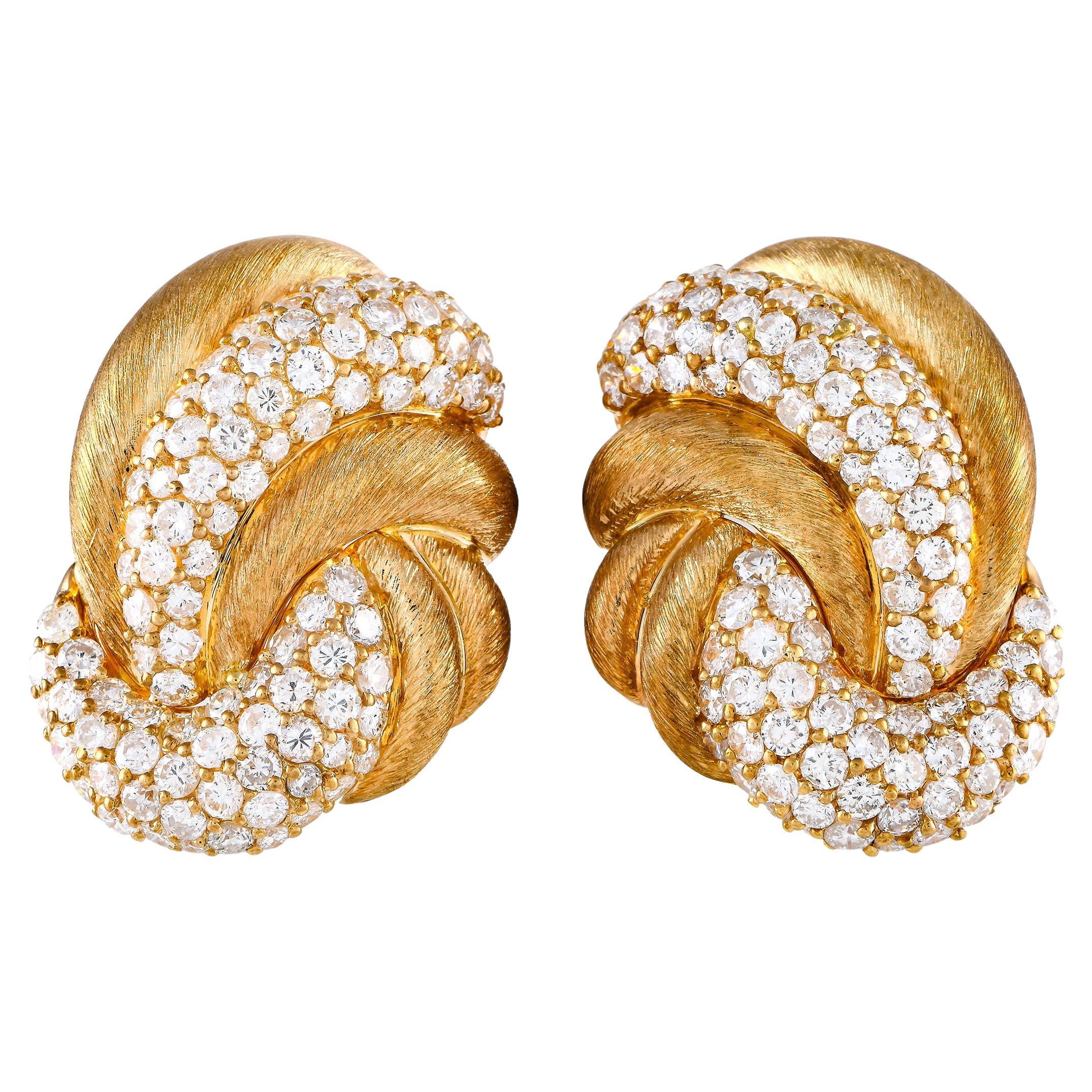Bucherer 18K Yellow Gold 5.75ct Diamond Clip-On Earrings
