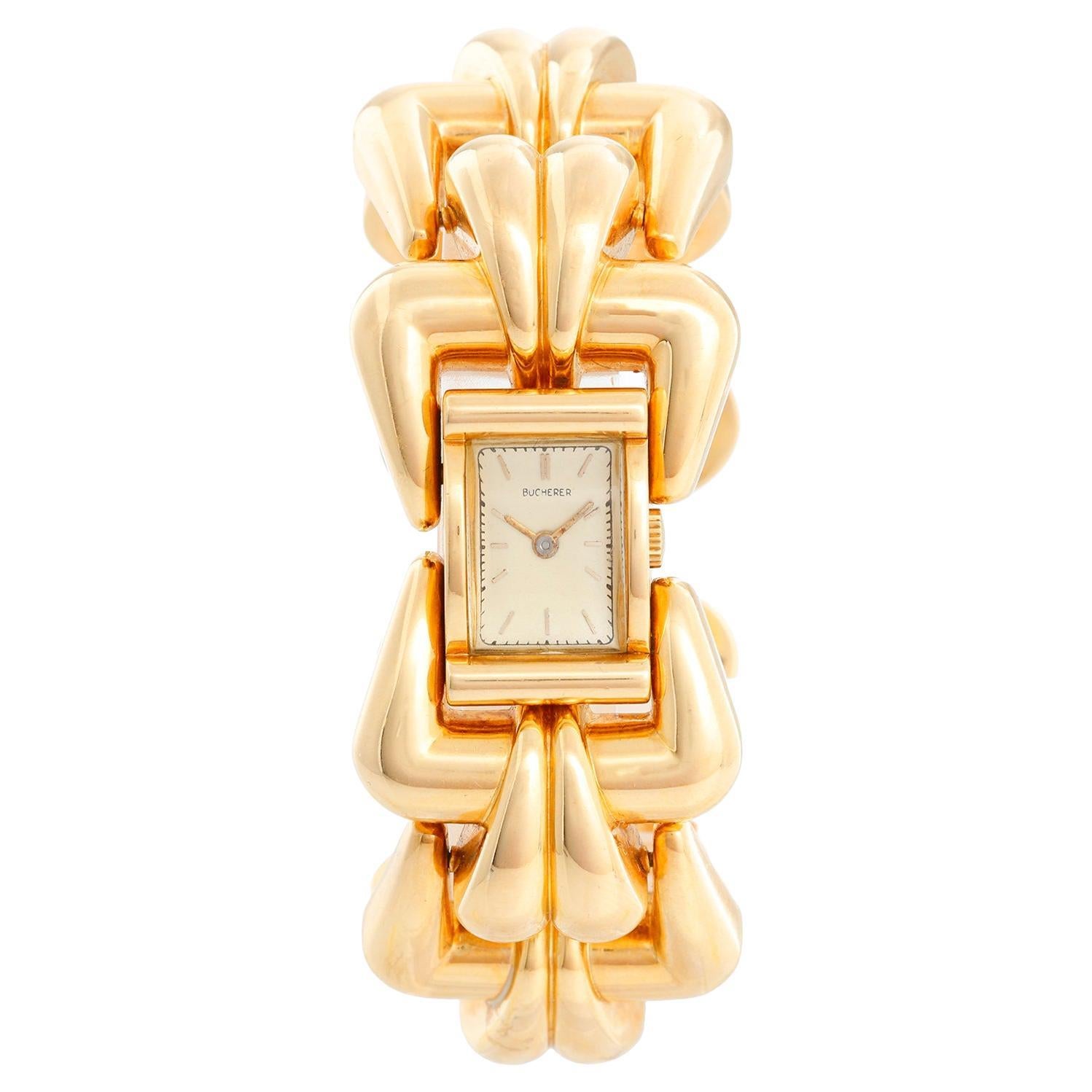 Bucherer Montre-bracelet pour dames en or jaune 18 carats en vente
