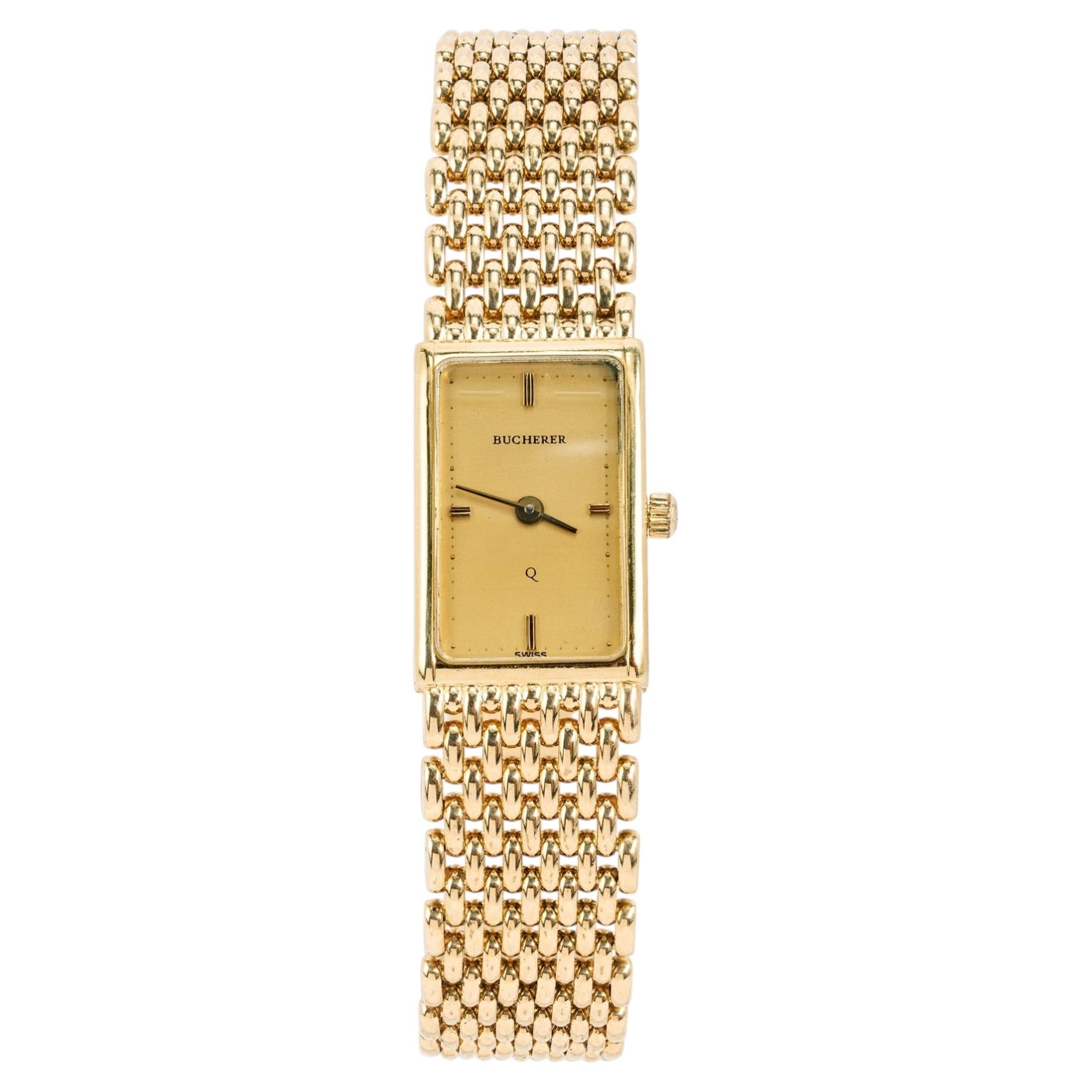 Bucherer 18k Yellow Gold Ladies Wristwatch For Sale
