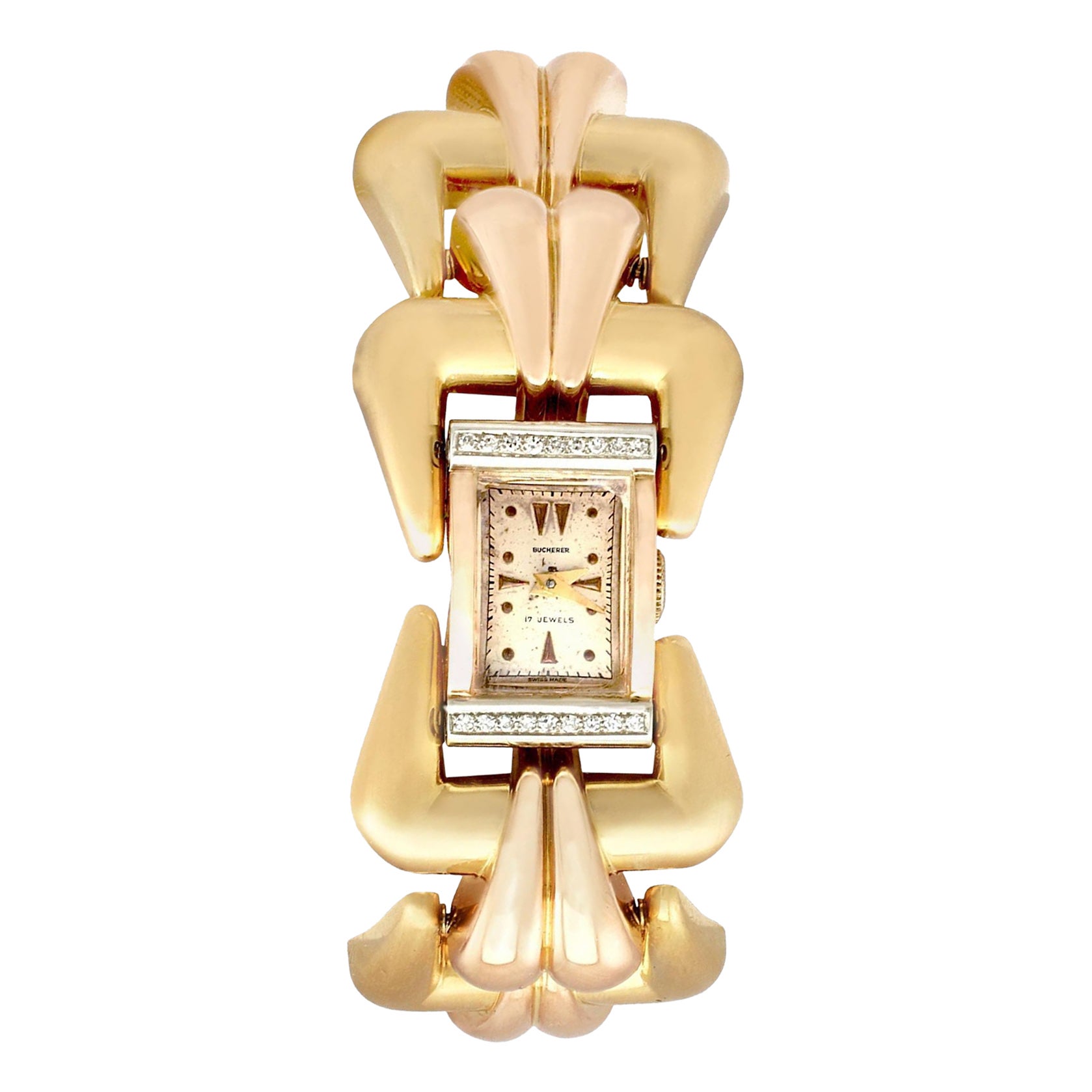 Un excepcional reloj de pulsera de señora de época con diamantes de 0,25 quilates y oro amarillo, rosa y blanco de 18 quilates; forma parte de nuestras diversas colecciones de joyas de época y joyas de colección.

Este excepcional, asombroso, fino e