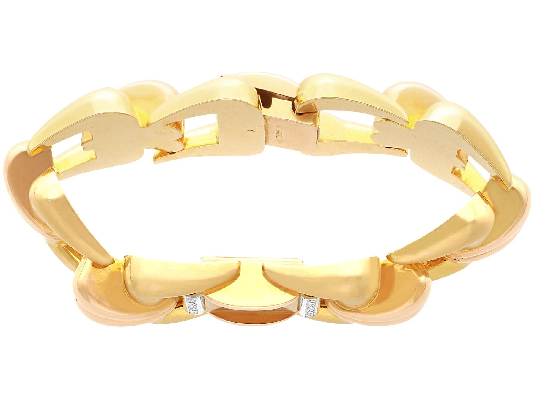 Rose Cut Bucherer 1940s Swiss Yellow, Rose, and White Gold Wristwatch For Sale