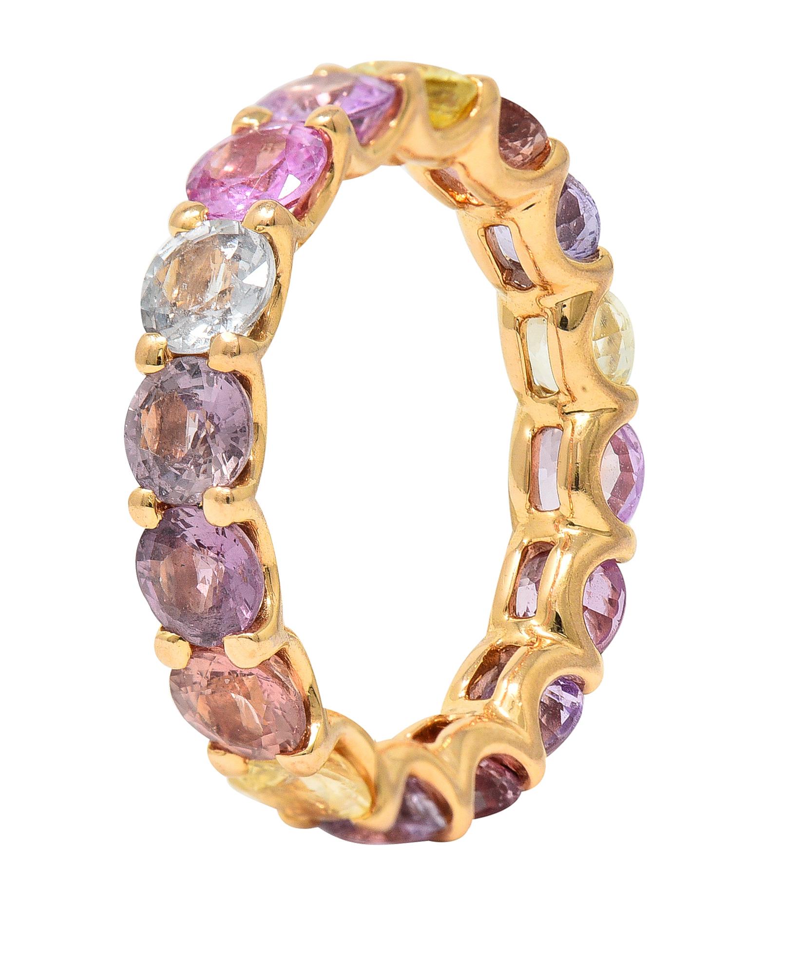 Bucherer 4,00 Karat Fancy Colored Saphir 18 Karat Roségold Pastello Regenbogen (Rundschliff)