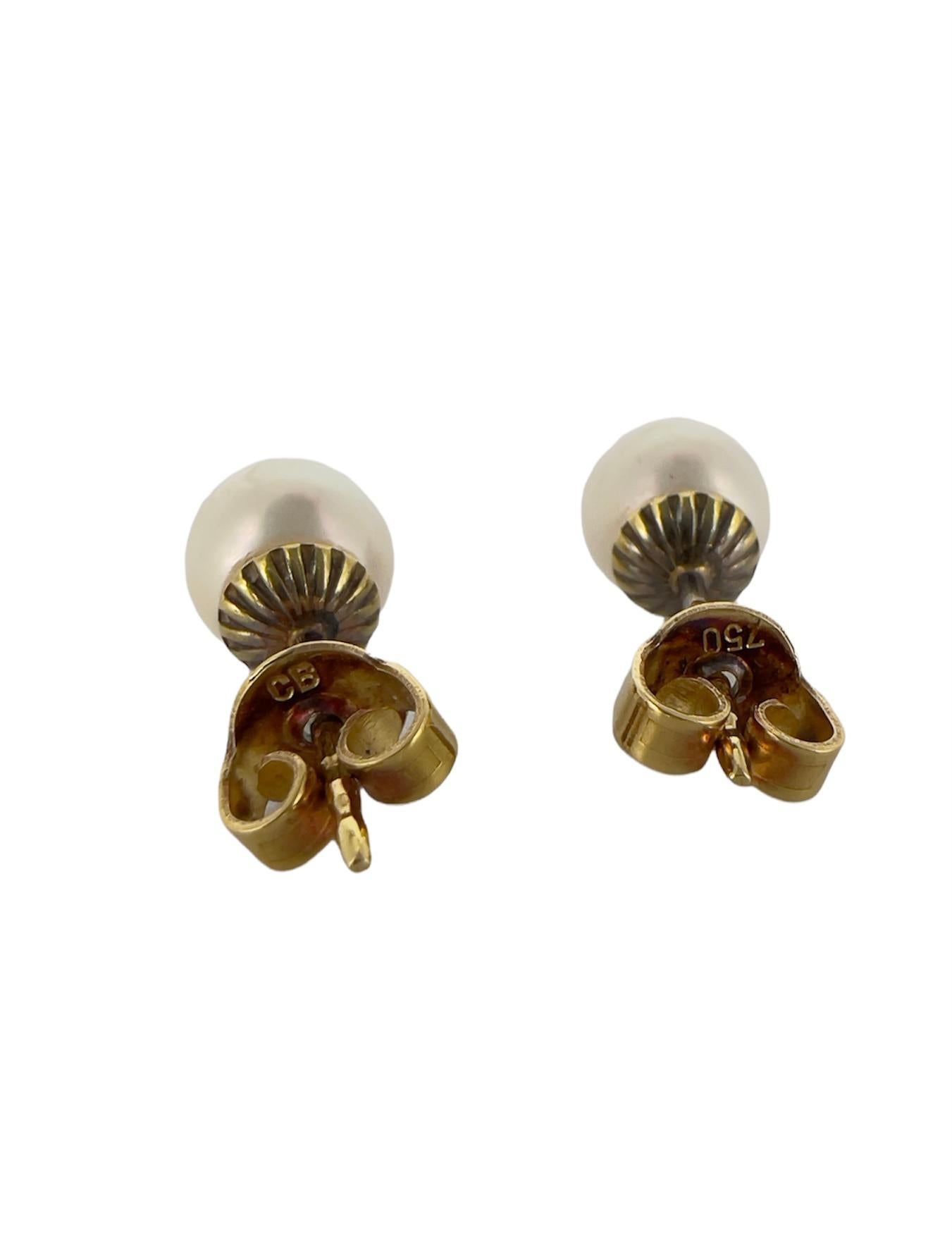 Non taillé Bucherer Boucles d'oreilles 750 en or et perles de culture en vente