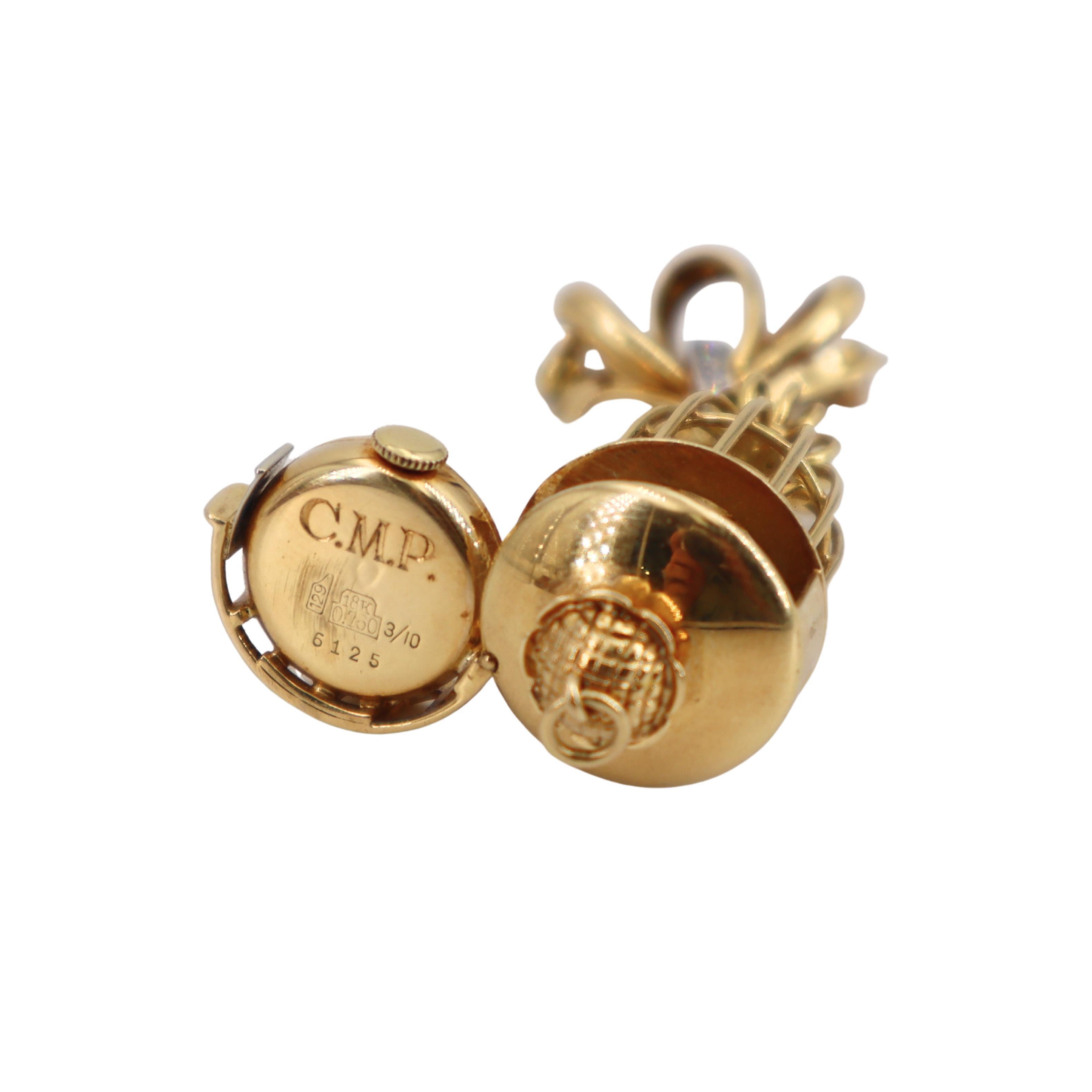 BUCHERER Montre et broche Art déco rétro 1940 en or 18 carats avec diamants en vente 2
