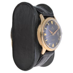 Bucherer Automatic 18Kt Gold Art Deco Wrist Watch with Original Black Dial