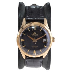 Bucherer Automatic 18Kt Gold Art Deco Wrist Watch with Original Black Dial 