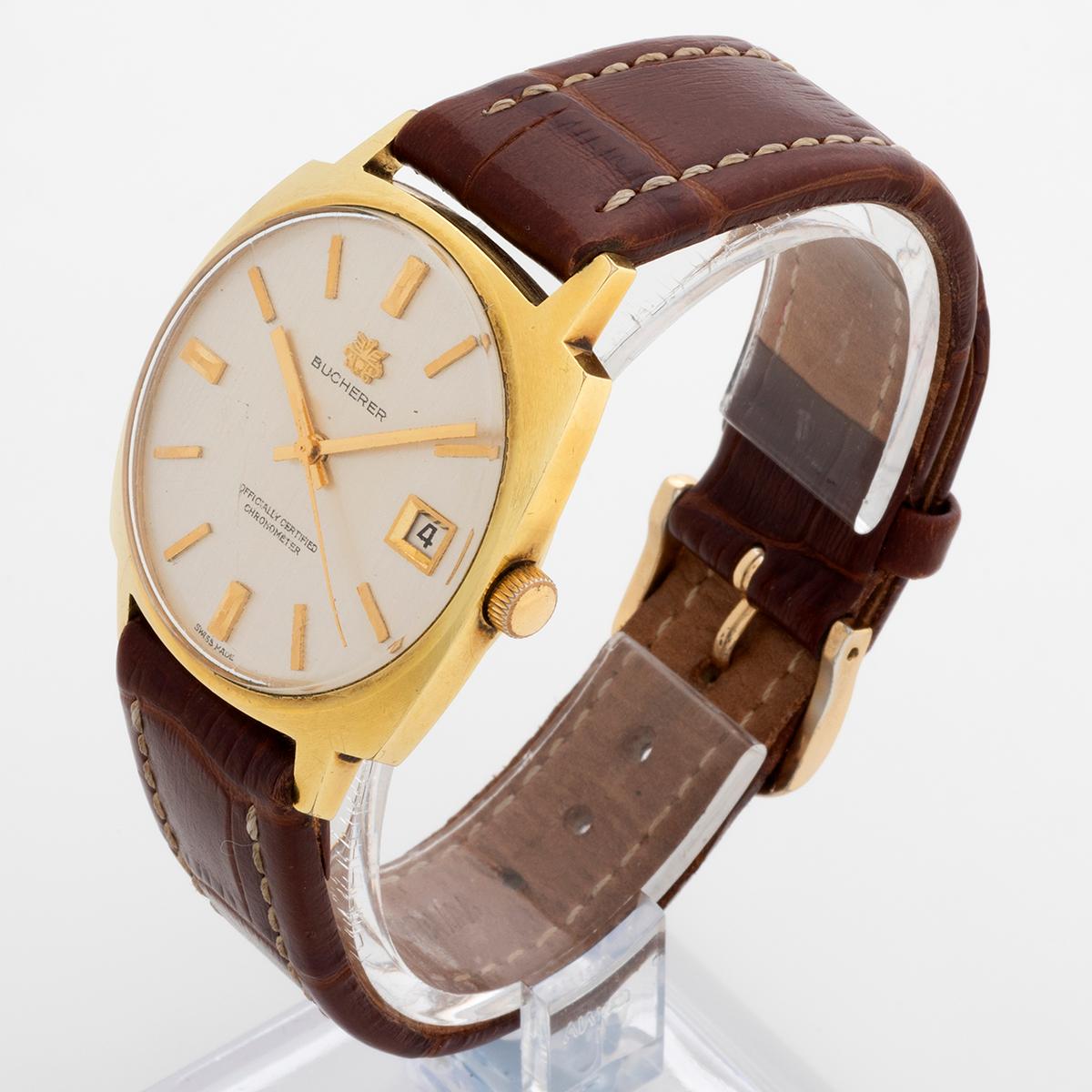 Montre habillée Bucherer Automatic Vintage Chronometer (Cert) Plexiglas, vers 1970. Bon état - En vente à Canterbury, GB