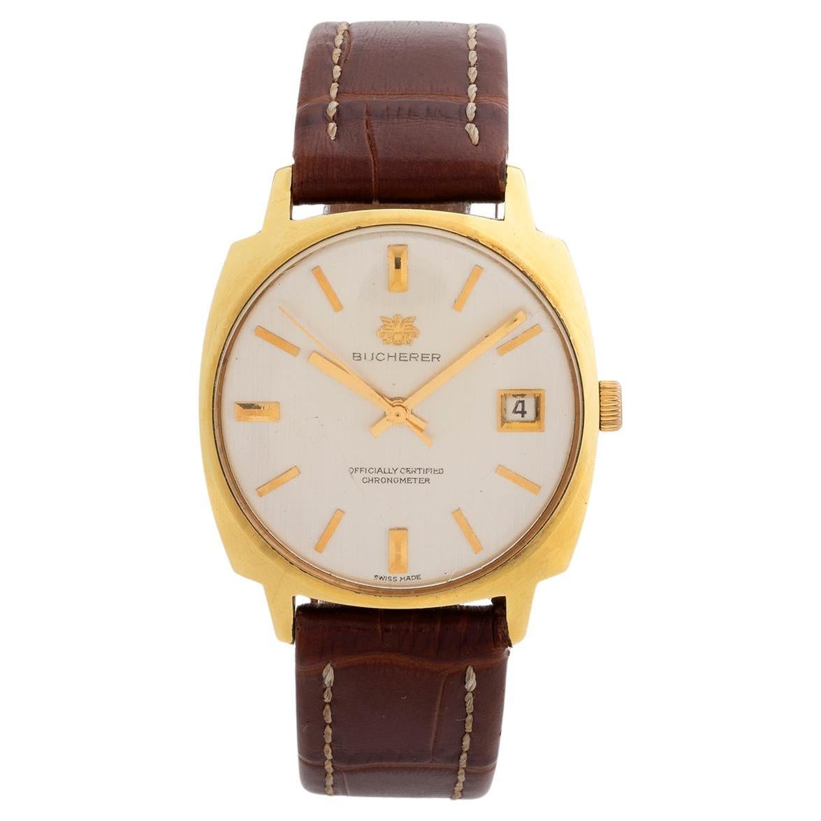 Montre habillée Bucherer Automatic Vintage Chronometer (Cert) Plexiglas, vers 1970. en vente