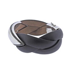 Bucherer Black Diamond Leather Gold Bracelet