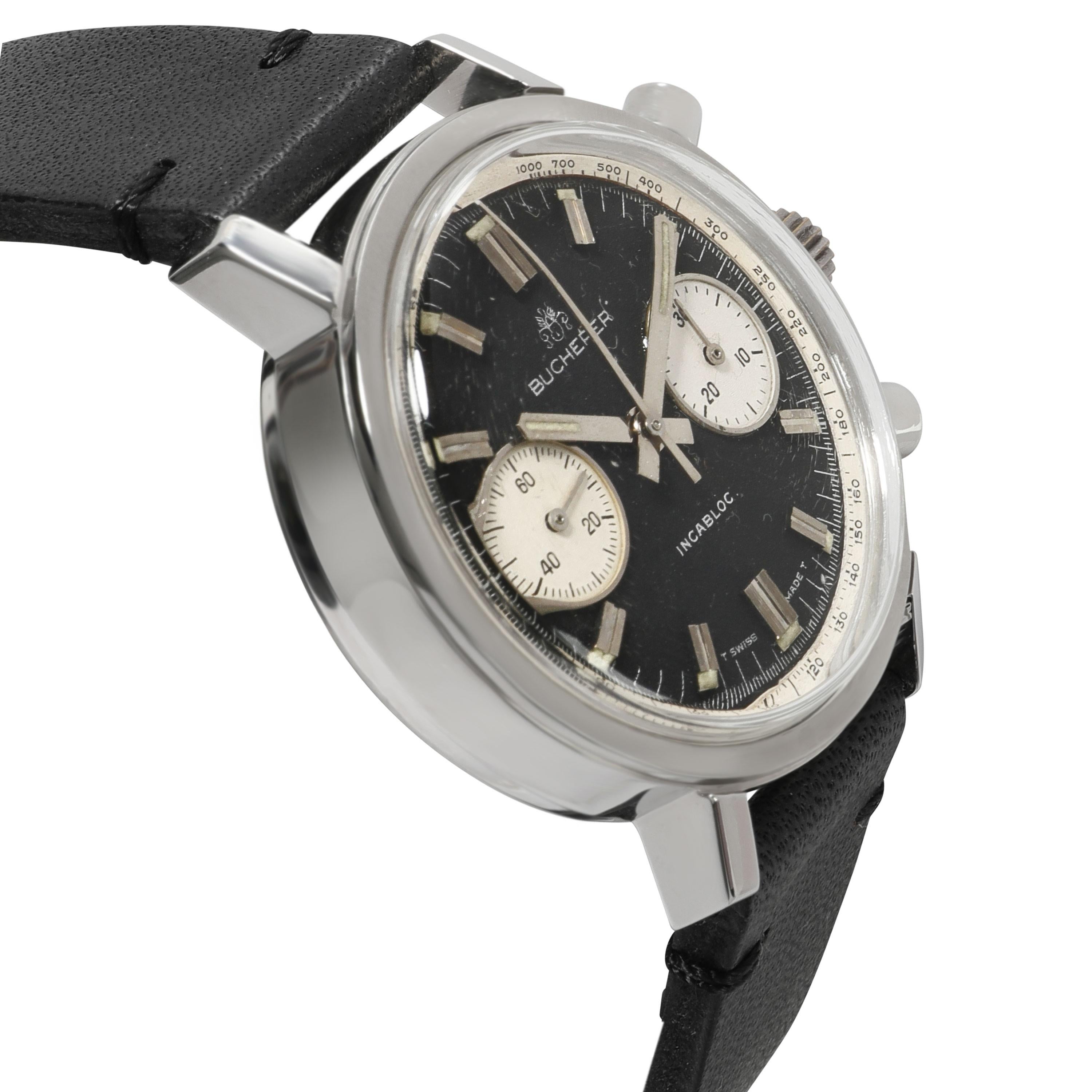 Bucherer Montre Chrono vintage en acier inoxydable pour hommes Excellent état - En vente à New York, NY