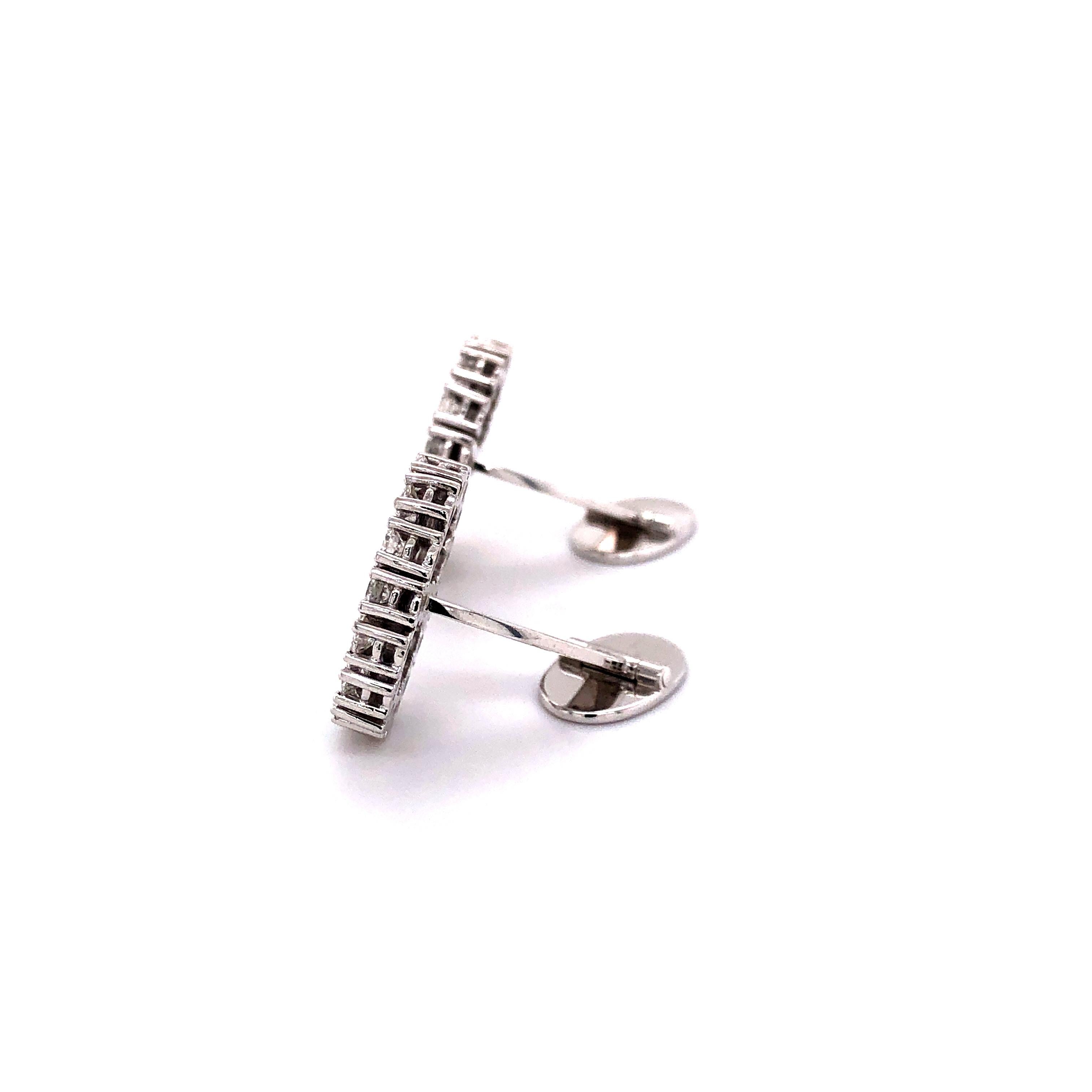 Bucherer Boutons de manchette en or blanc 18 carats et diamants Excellent état - En vente à Lucerne, CH