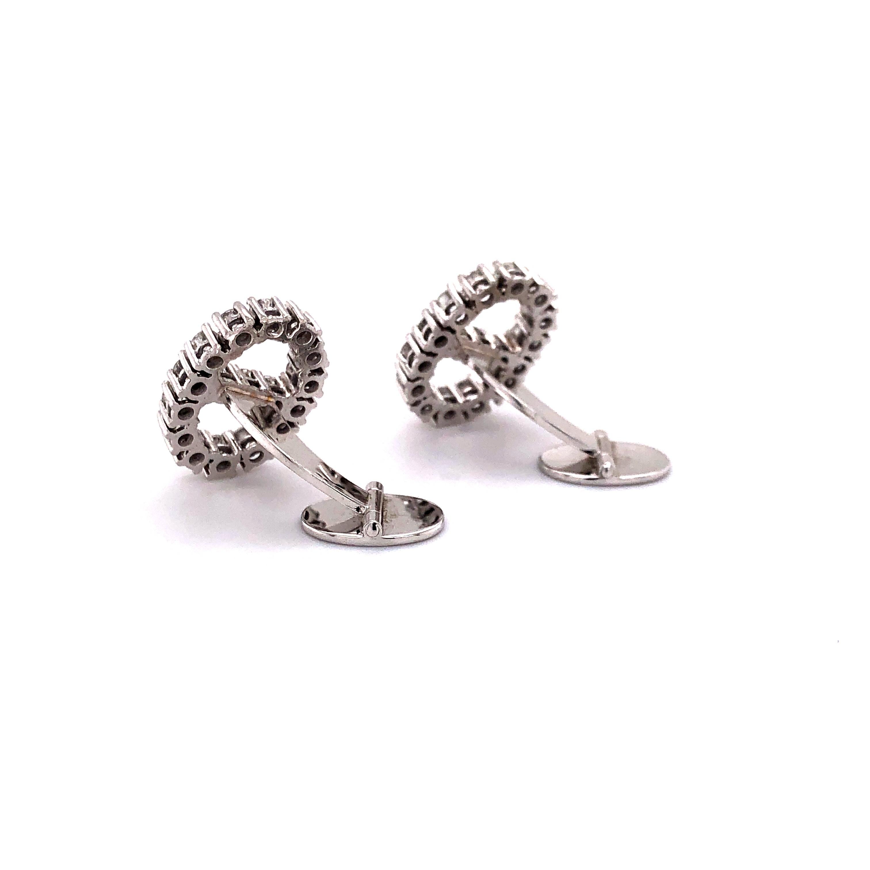 Gemelos Bucherer de oro blanco de 18 quilates con diamantes en venta 1