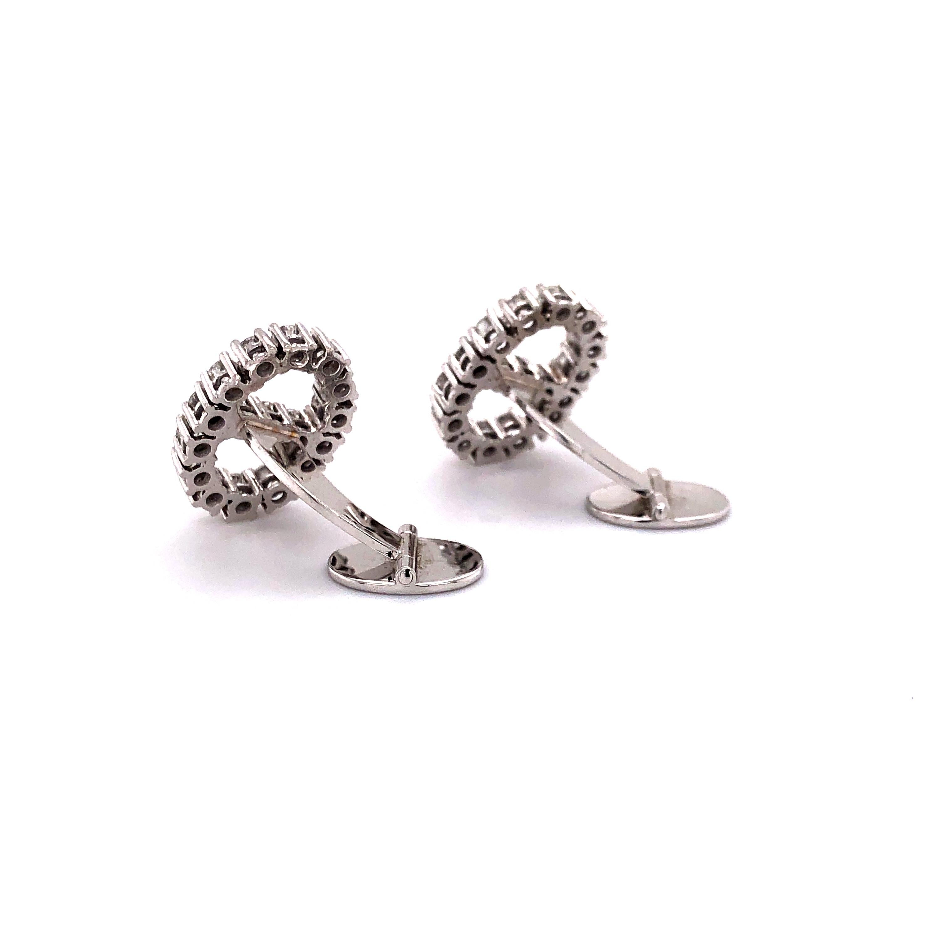 Bucherer Cufflinks in White Gold 18 Karat with Diamonds For Sale 1