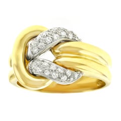 Vintage Bucherer Diamond Set Knot Ring