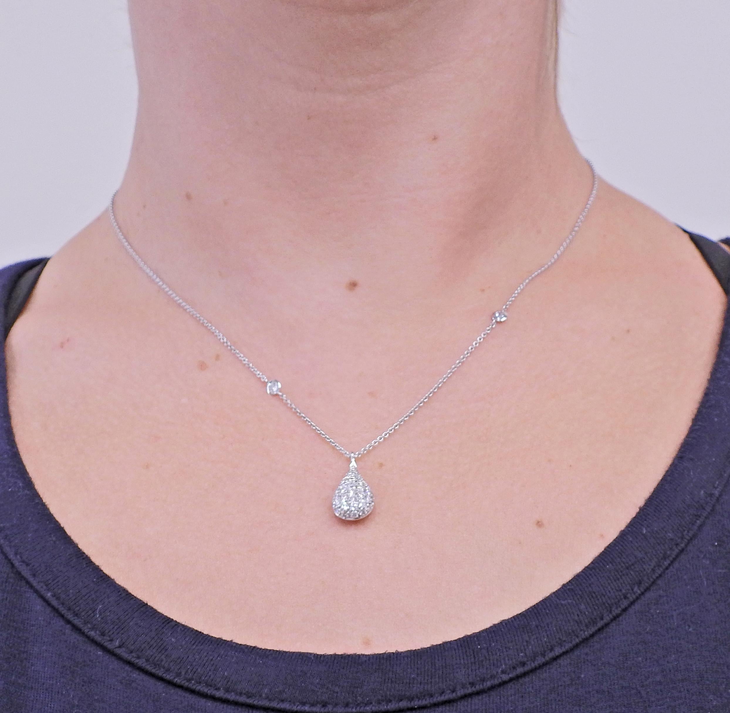 Women's Bucherer Diamond Teardrop Pendant Necklace For Sale