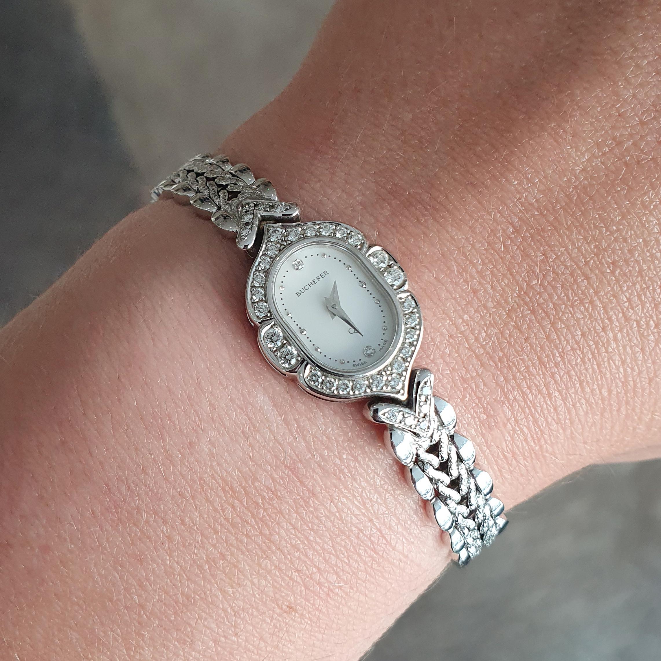 Bucherer Diamond White Gold 18K Wristwatch For Sale 4