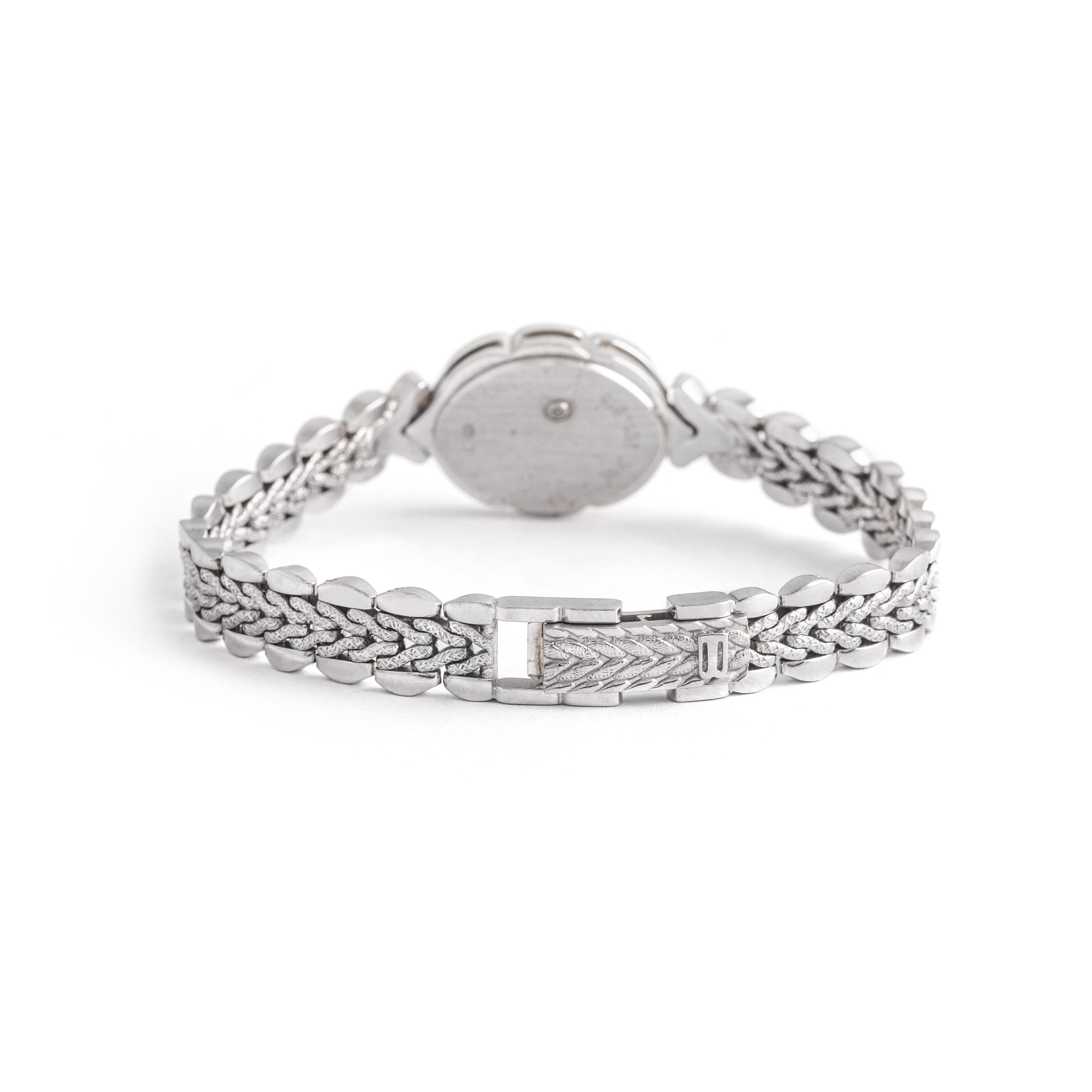 Bucherer Montre-bracelet en or blanc 18 carats avec diamants en vente 1