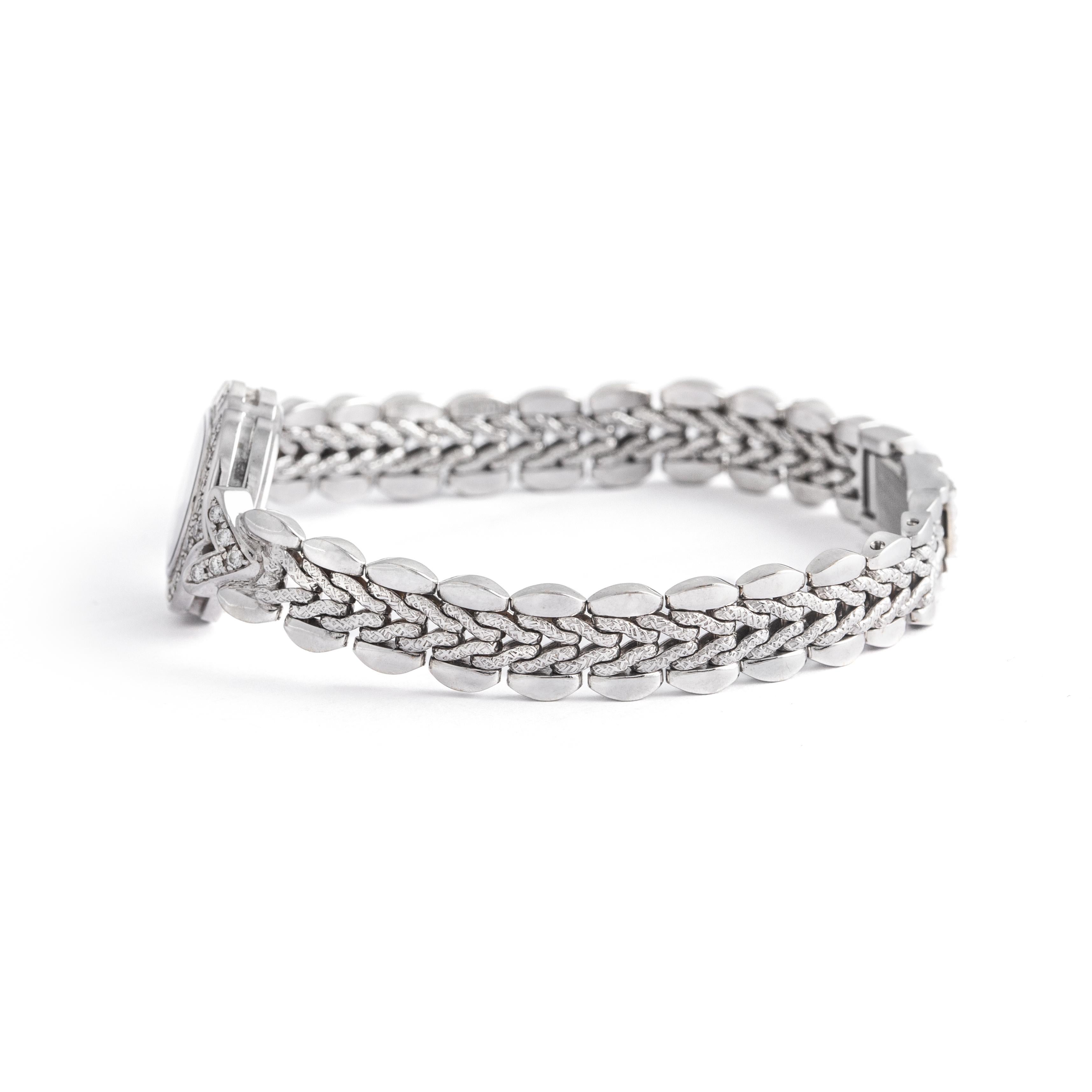 Bucherer Montre-bracelet en or blanc 18 carats avec diamants en vente 2