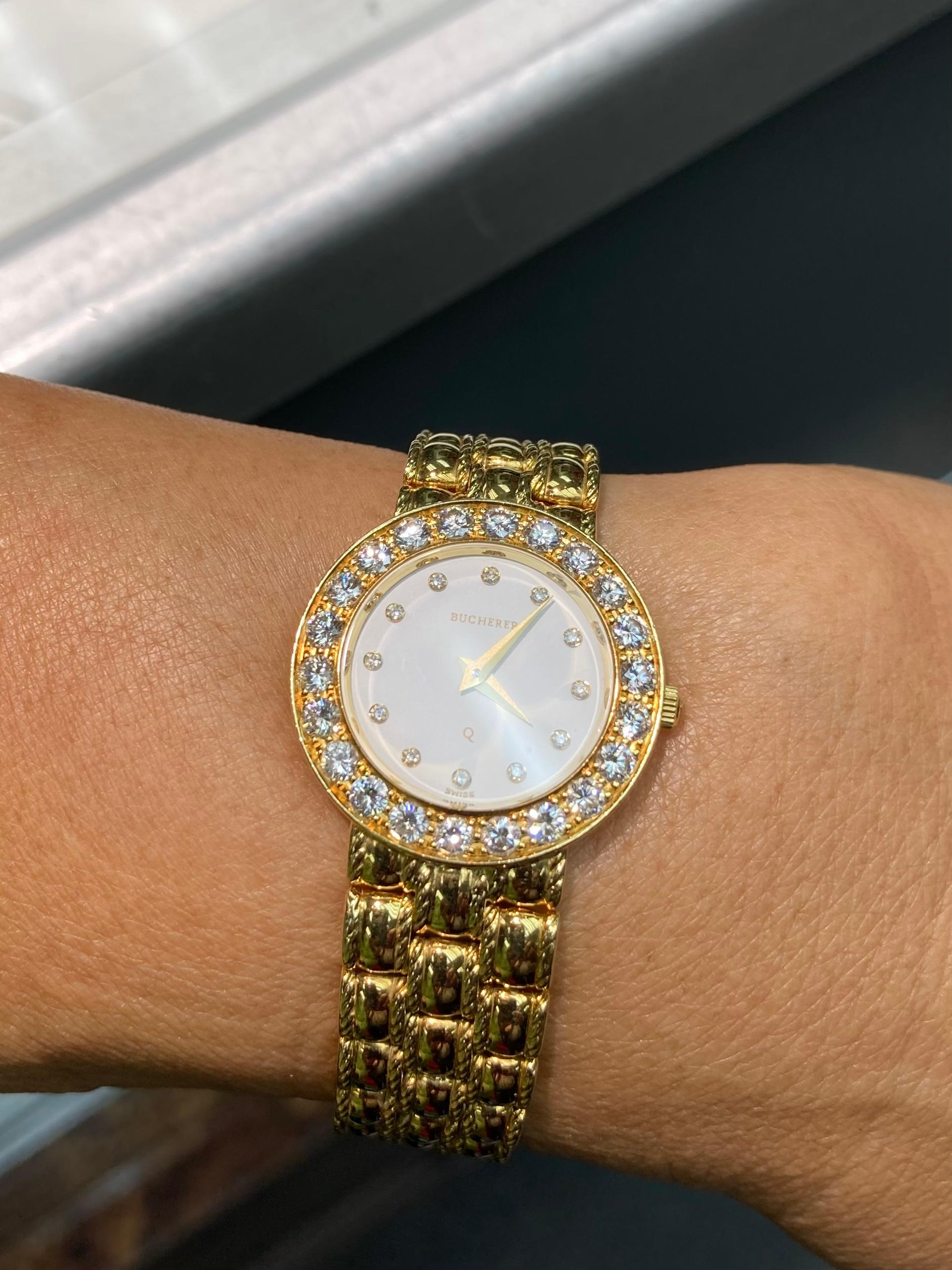 Contemporary Bucherer Diamond Yellow Gold Wristwatch