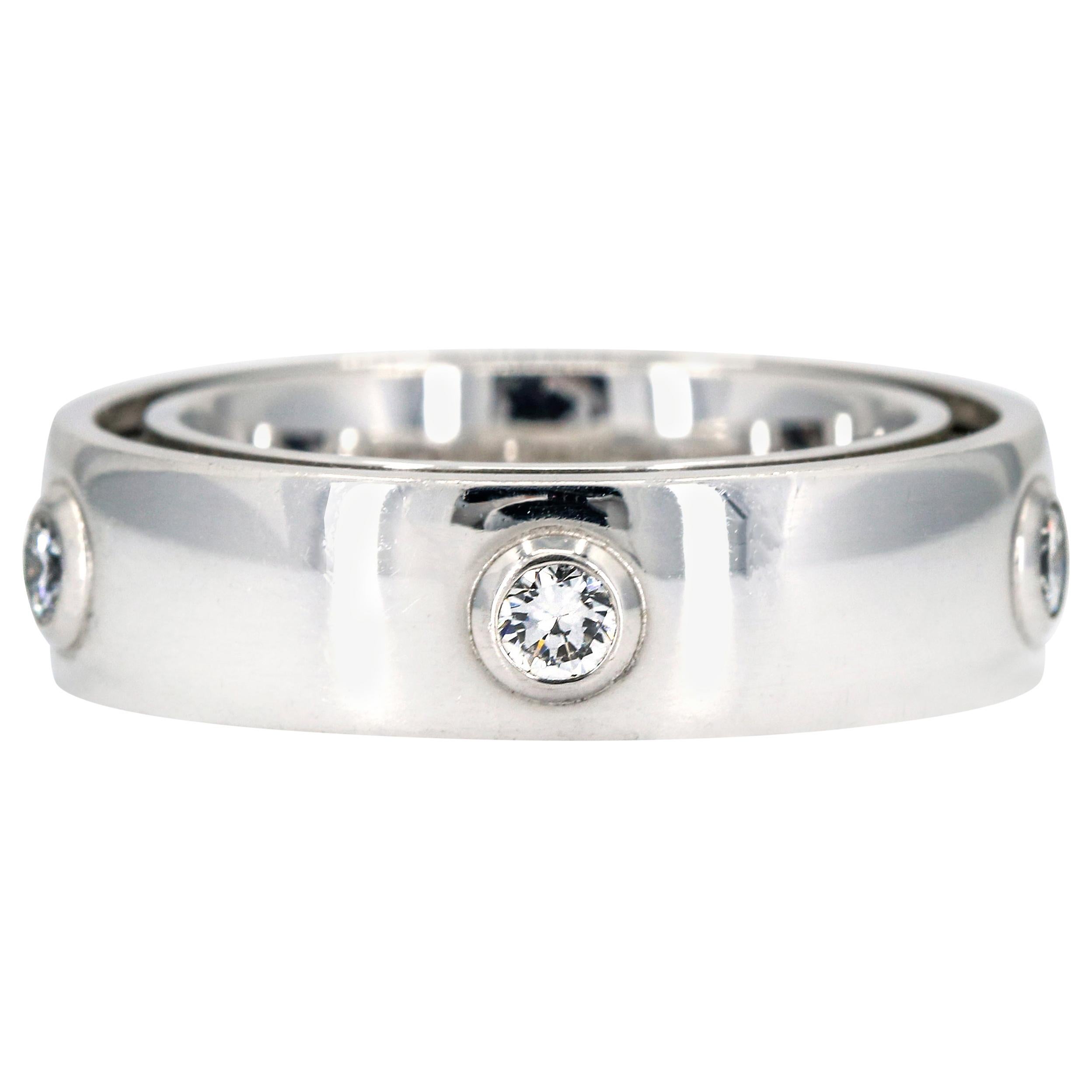 Bucherer Dizzler 18 Karat White Gold Dizzler Diamond Rotating Band Ring For Sale