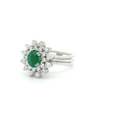 Bucherer Emerald Diamond Ring in 18k White Gold