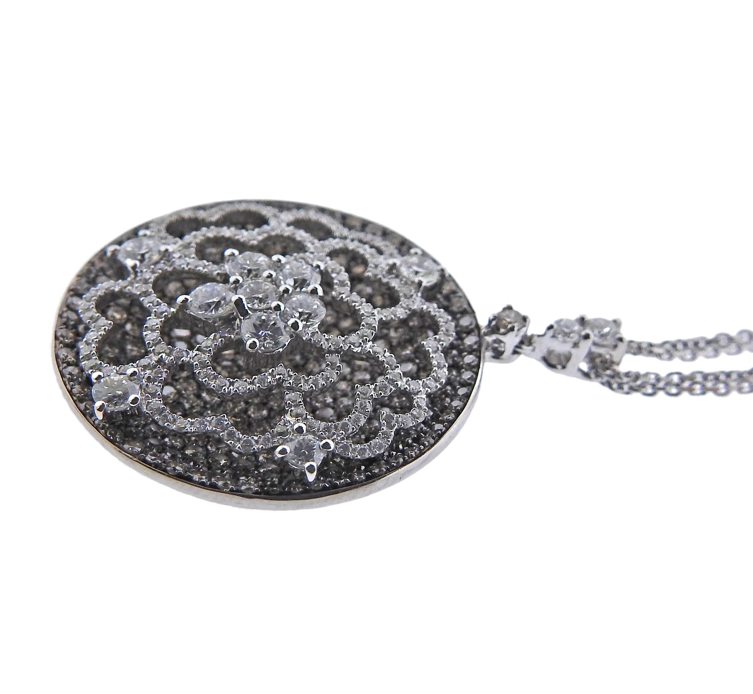Round Cut Bucherer Fancy Diamond Pendant Necklace