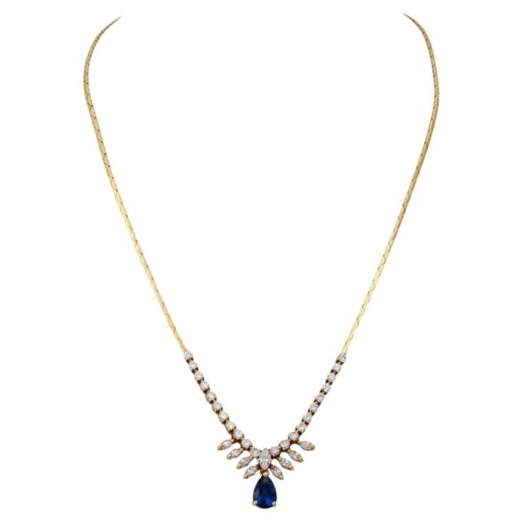 Bucherer, Fine Necklace, Especially with 1 Sapphire Drop 2.28 Cts For Sale