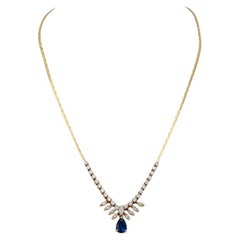 Bucherer, Fine Necklace, Especially with 1 Sapphire Drop 2.28 Cts