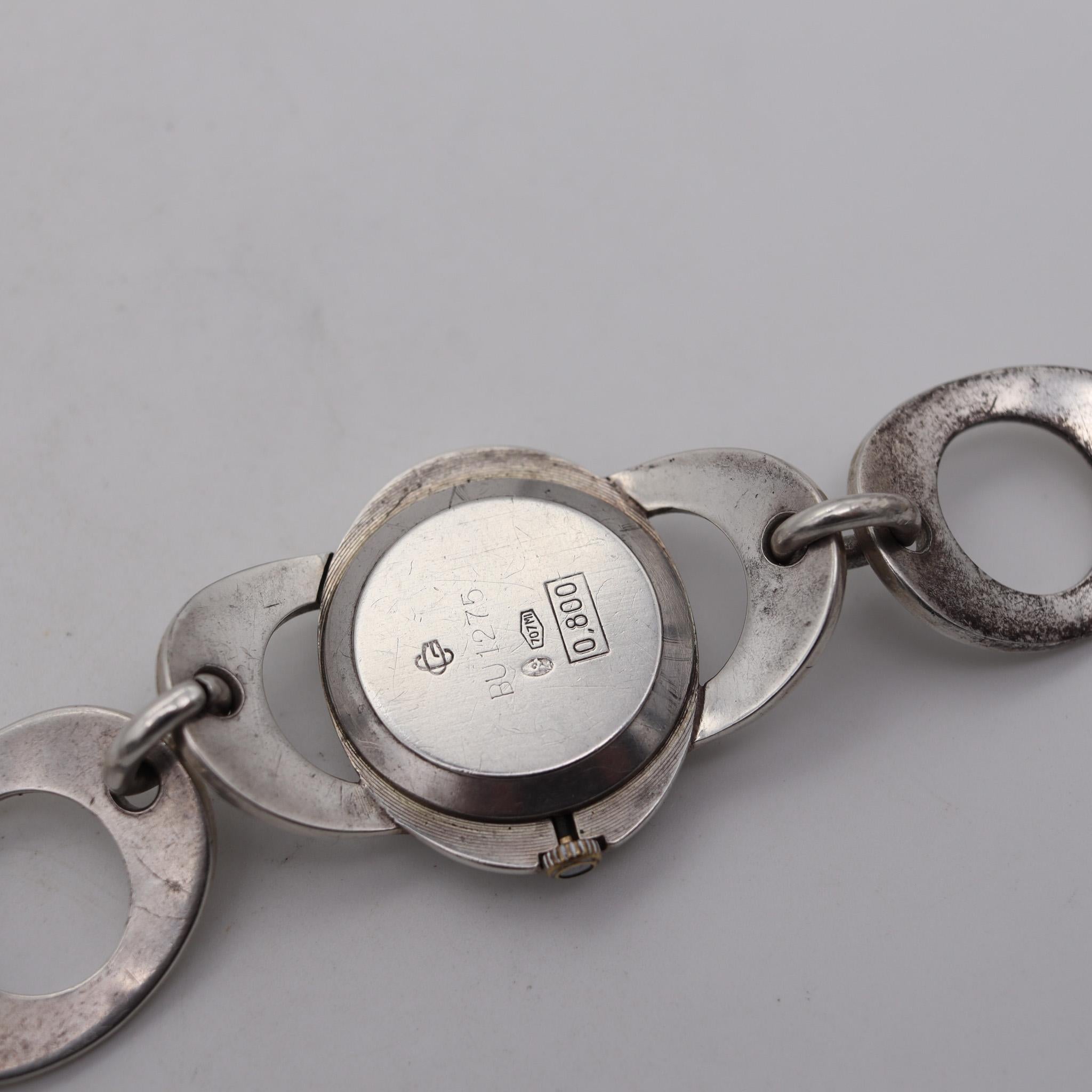 Bucherer Geneve 1960 Retro Modernist Ladies Wristwatch In Solid Sterling Silver In Excellent Condition For Sale In Miami, FL